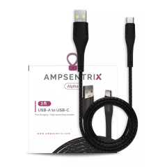 3 Ft USB Type C To USB Type A Cable (AmpSentrix) (Alpha) (Black)