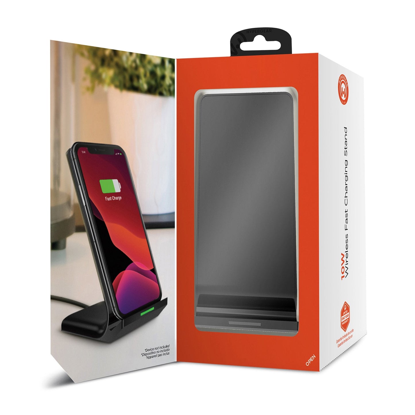 HyperGear 10W Black Dual Coil Wireless Fast Charging Stand w/ Fast Charge Wall Charger