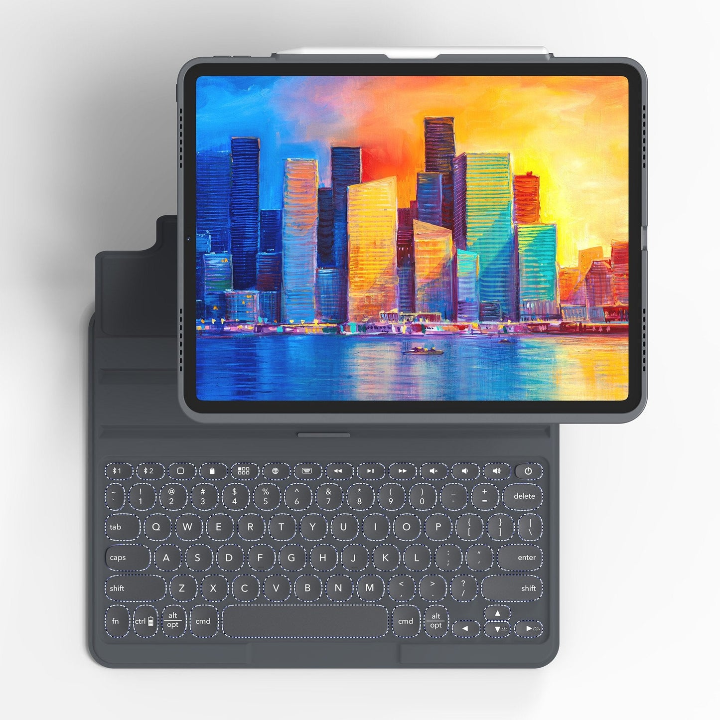 iPad Air 13-in M3/M2/Pro 12.9 6th Gen ZAGG Charcoal Pro Keys Keyboard