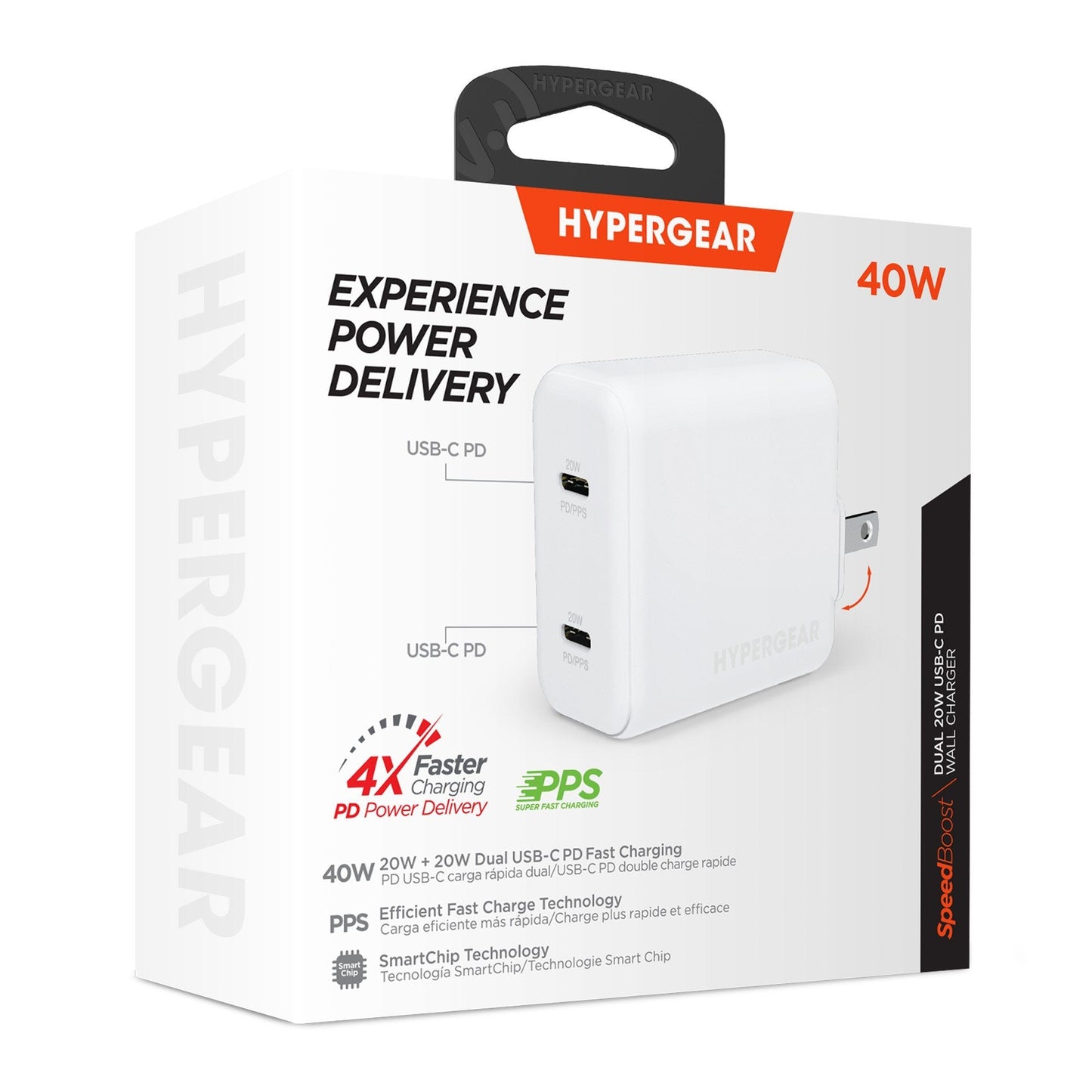 Hypergear 40W Dual Port 20W USB-C PD Wall USB-C PD/PPS Wall Charger Hub - White