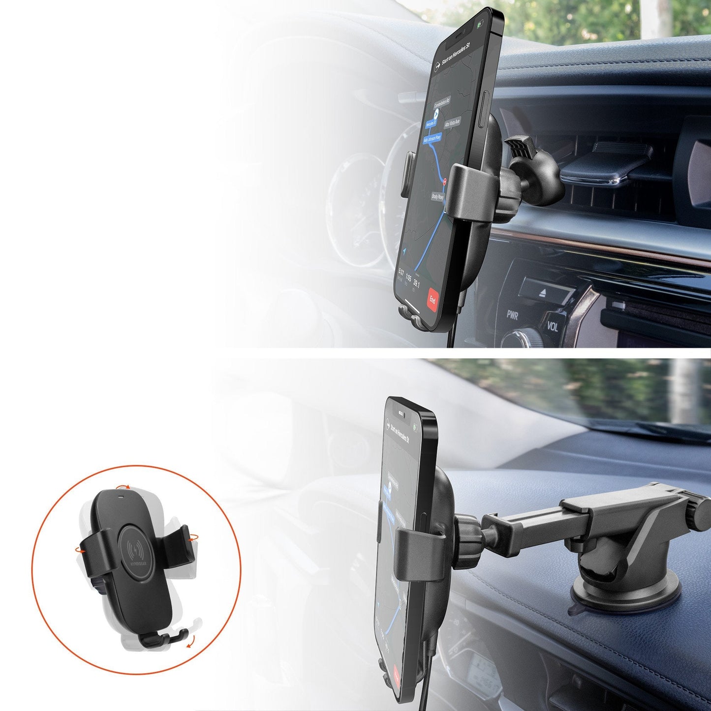 HyperGear Gravity 15W Wireless Fast Charge Mount - Black