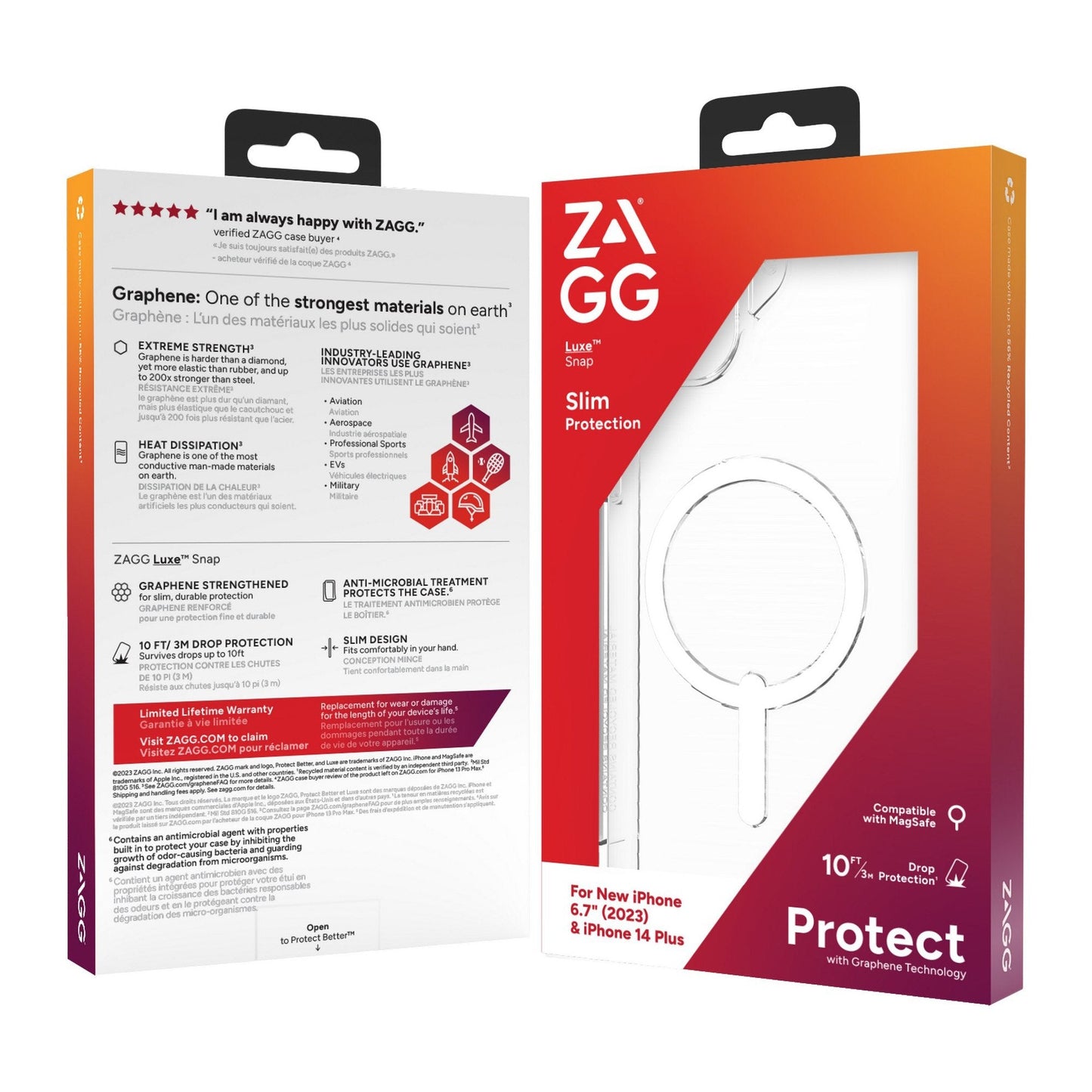 iPhone 15 Plus/14 Plus ZAGG/GEAR4 Graphene Luxe Snap Case - Clear