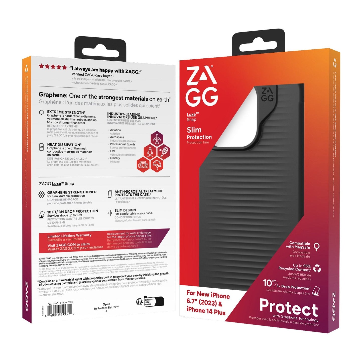 iPhone 15 Plus/14 Plus ZAGG/GEAR4 Graphene Luxe Snap Case - Black