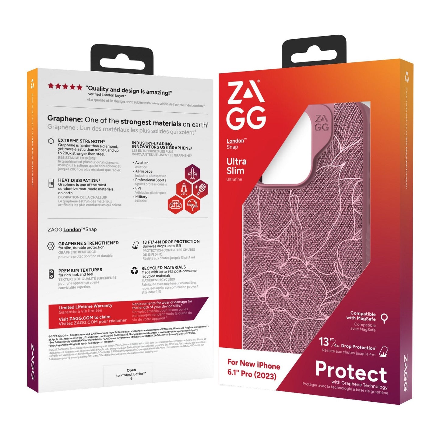 iPhone 15 Pro ZAGG/GEAR4 Graphene London Snap Case - Dusty Rose