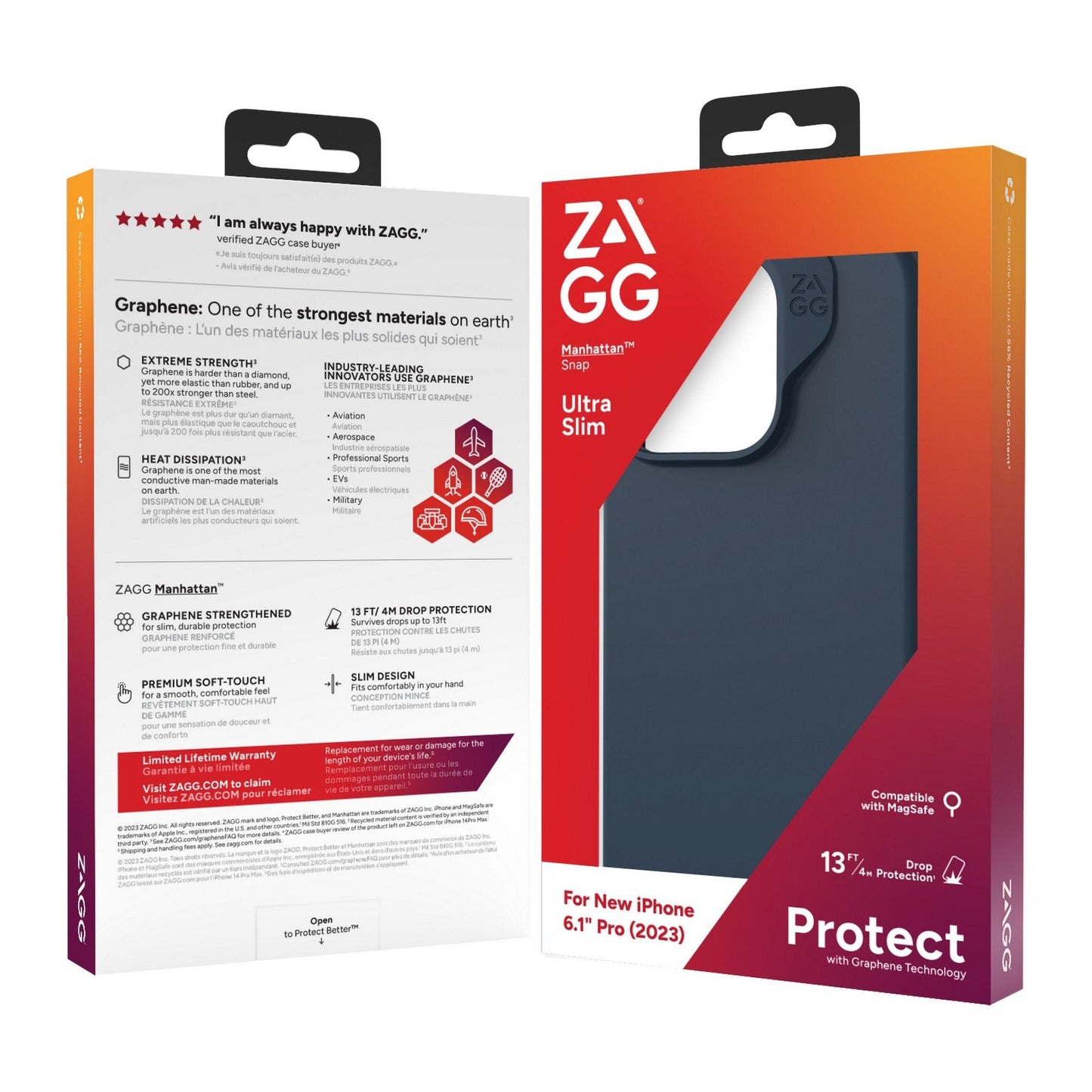 iPhone 15 Pro ZAGG/GEAR4 Graphene Manhattan Snap Case - Navy