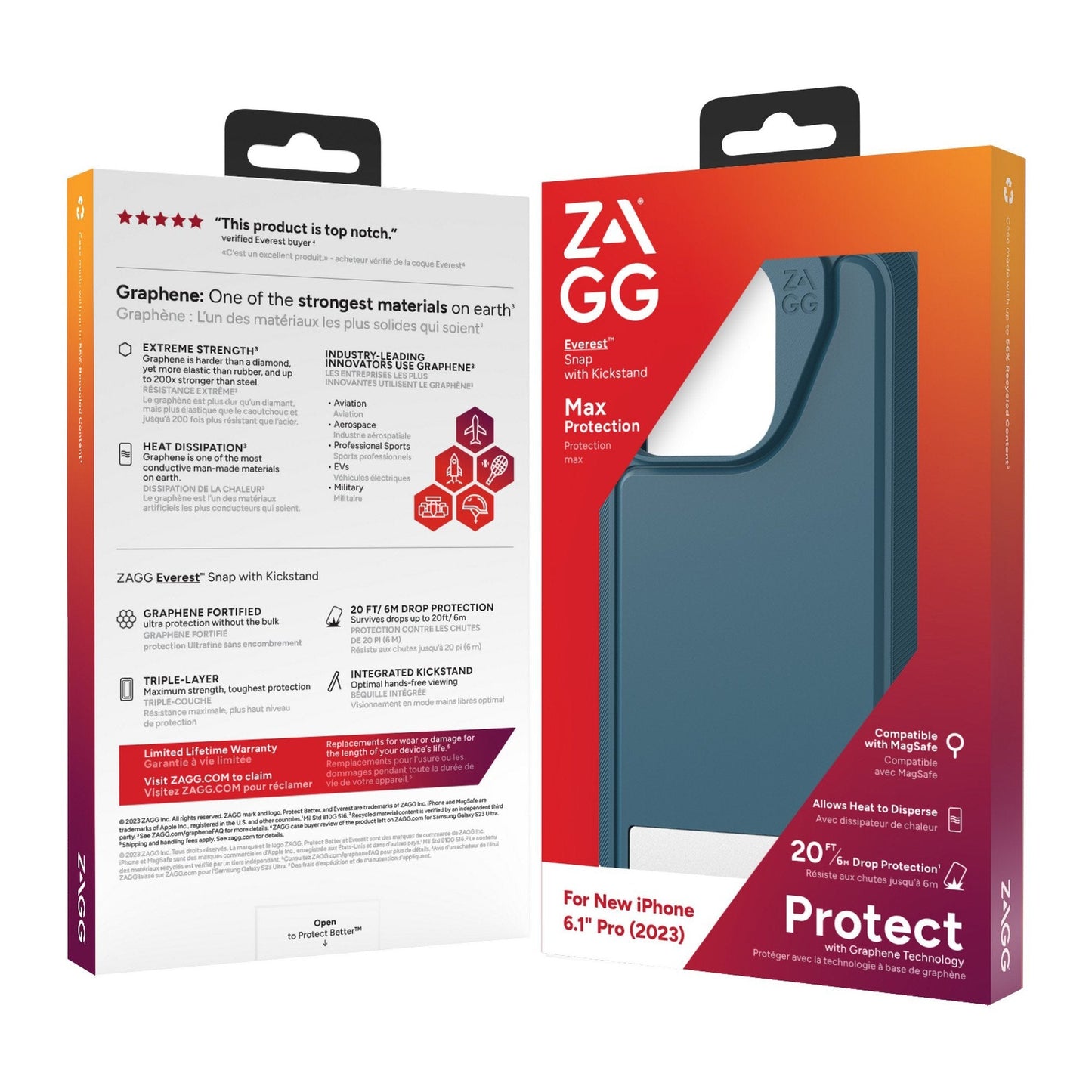 iPhone 15 Pro ZAGG/GEAR4 Graphene Everest Snap Kickstand Case - Marine