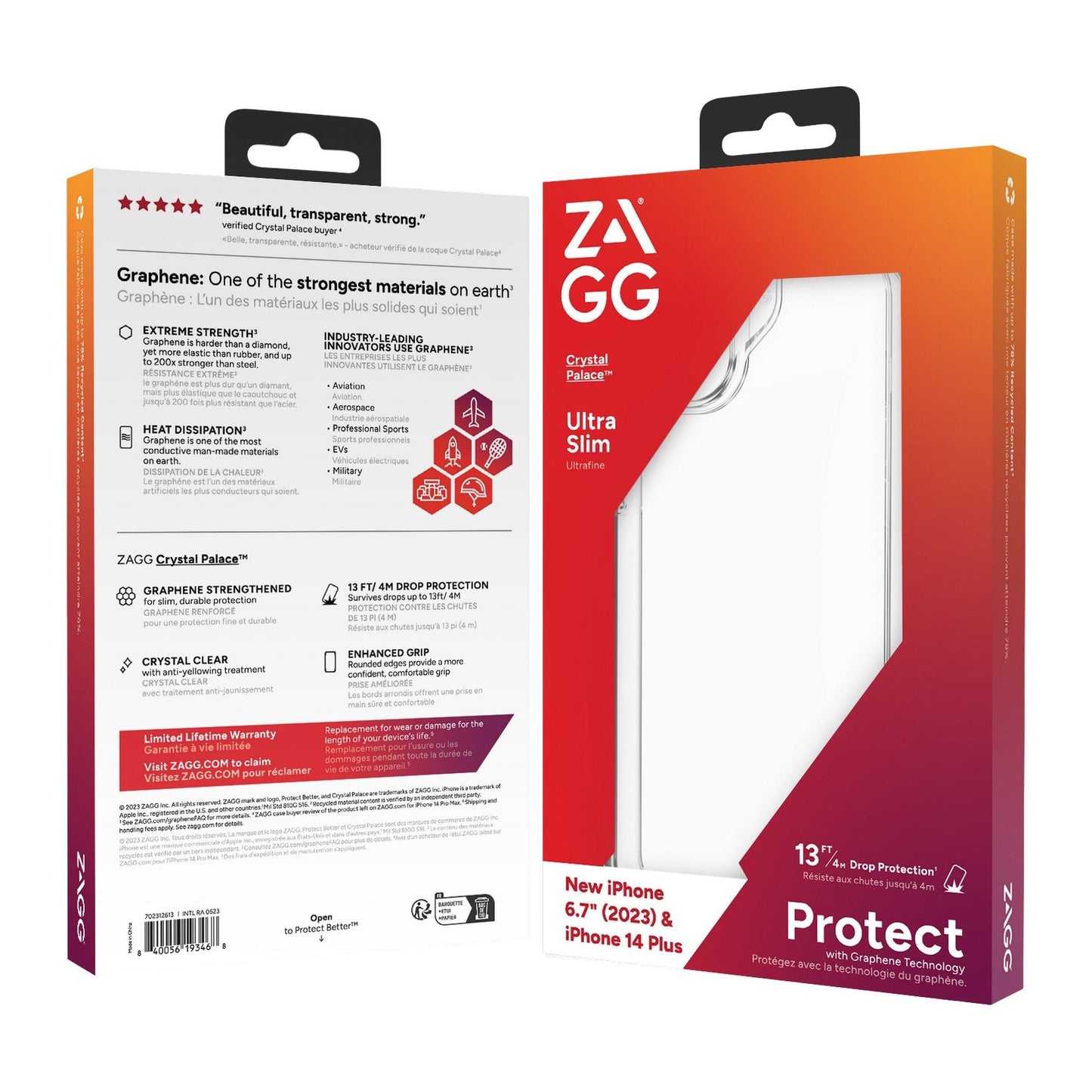 iPhone 15 Plus/14 Plus ZAGG/GEAR4 Graphene Crystal Palace Case - Clear