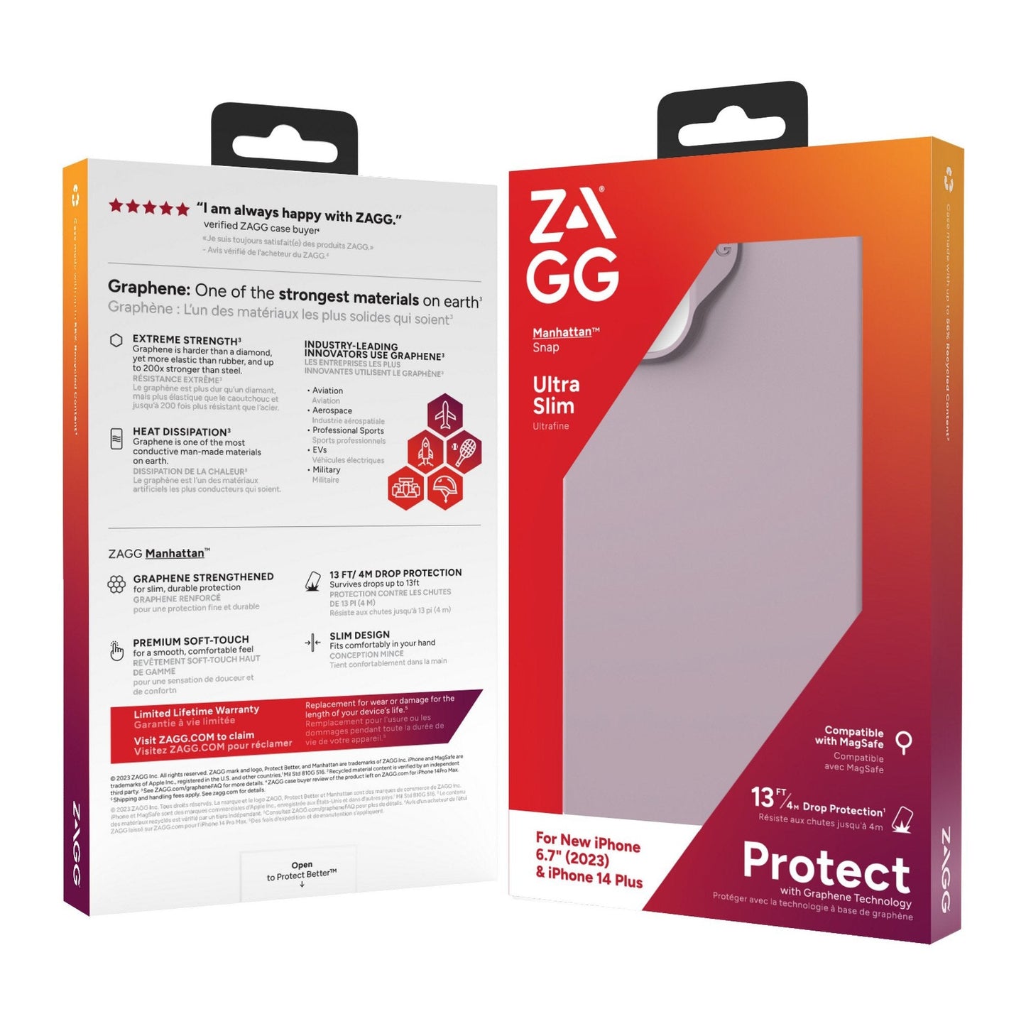 iPhone 15 Plus/14 Plus ZAGG/GEAR4 Graphene Manhattan Snap Case - Lavender