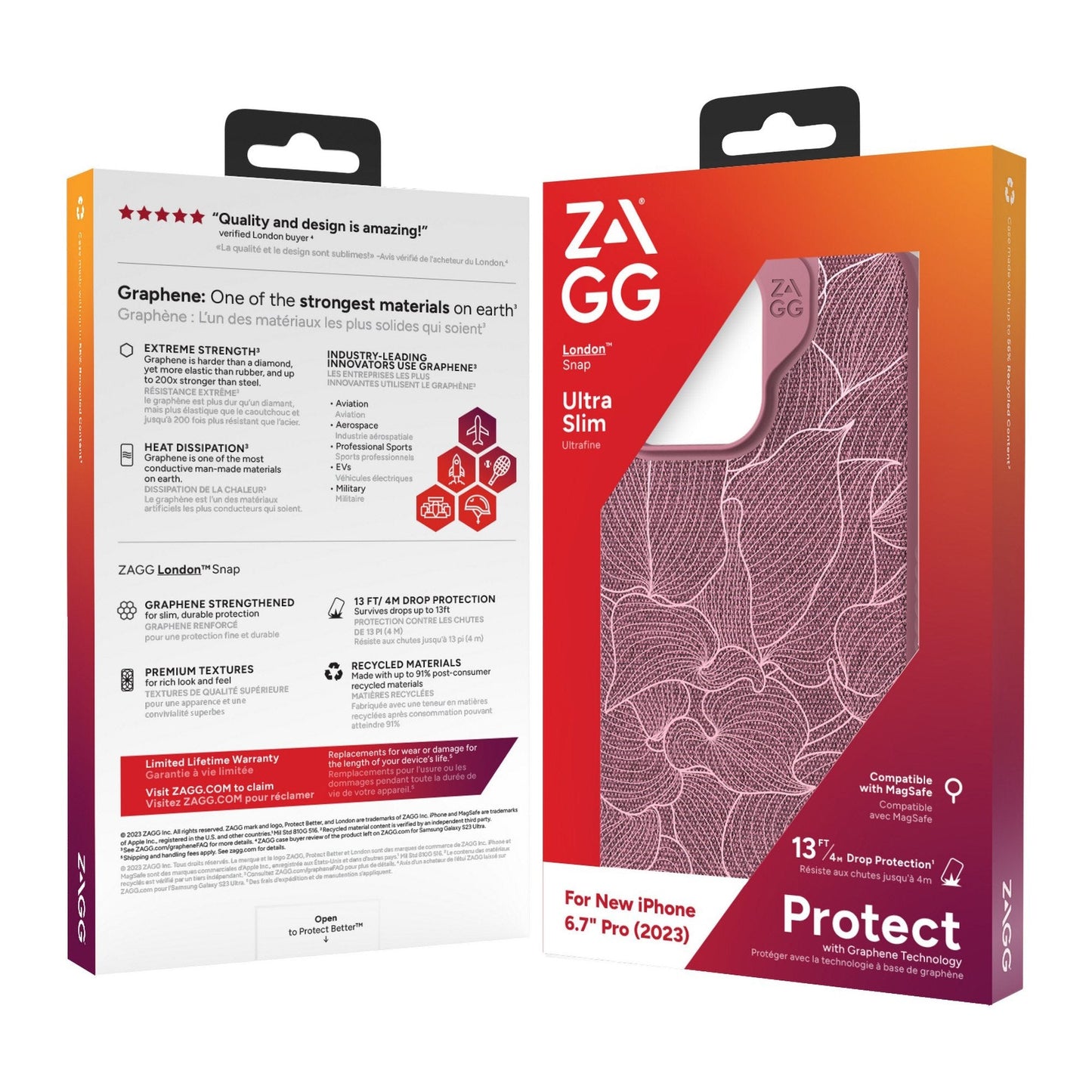 iPhone 15 Pro Max ZAGG/GEAR4 Graphene London Snap Case - Dusty Rose