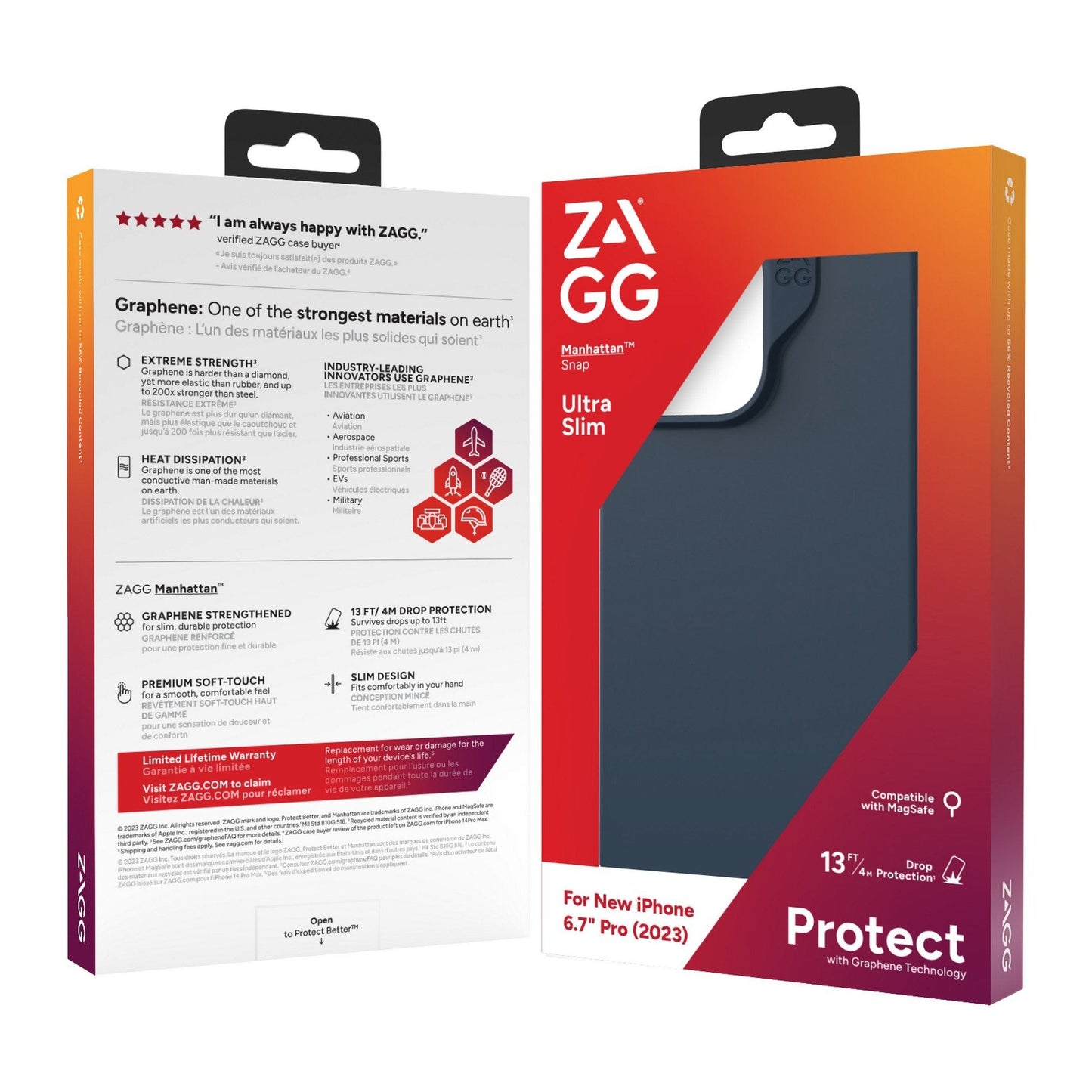 iPhone 15 Pro Max ZAGG/GEAR4 Graphene Manhattan Snap Case - Navy