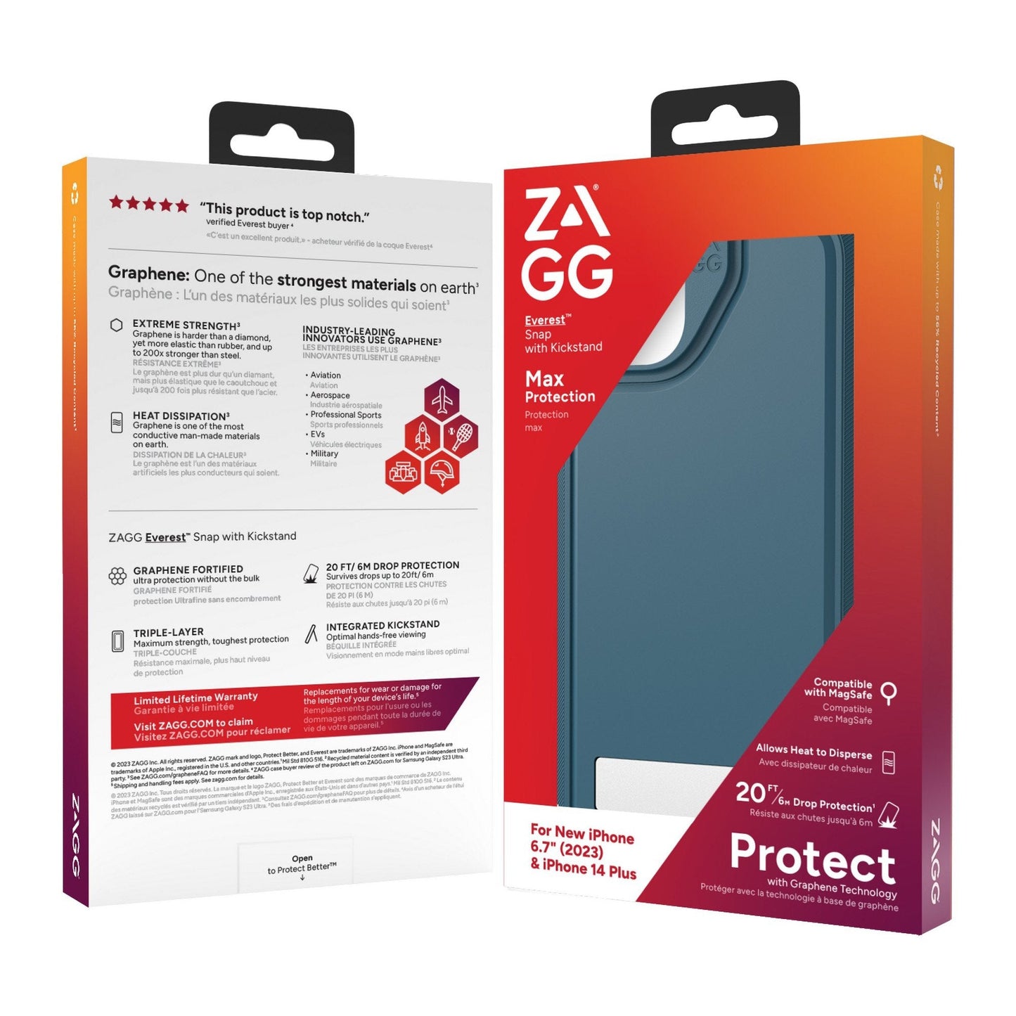 iPhone 15 Plus/14 Plus ZAGG/GEAR4 Graphene Everest Snap Kickstand Case - Marine