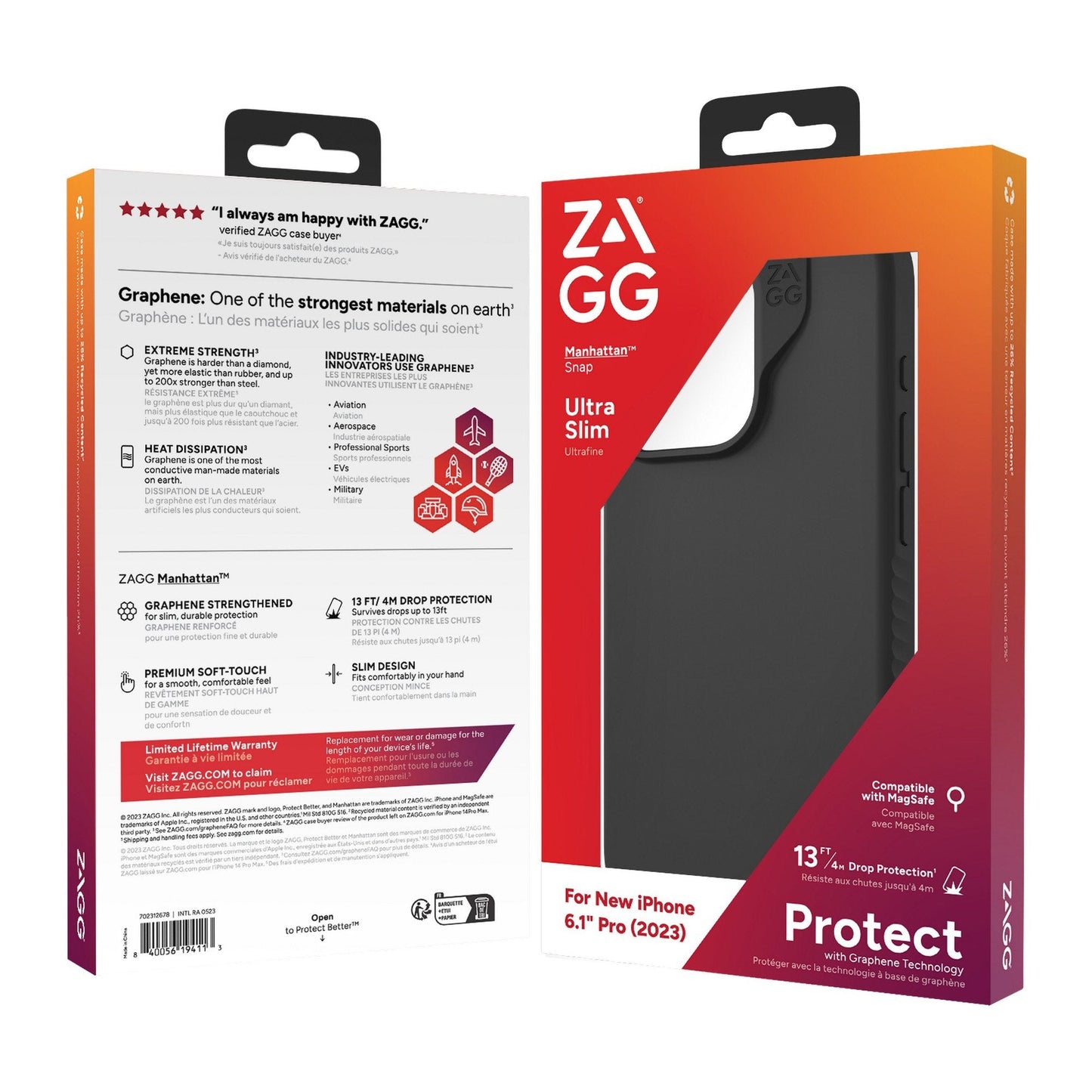 iPhone 15 Pro ZAGG/GEAR4 Graphene Manhattan Snap Case - Black