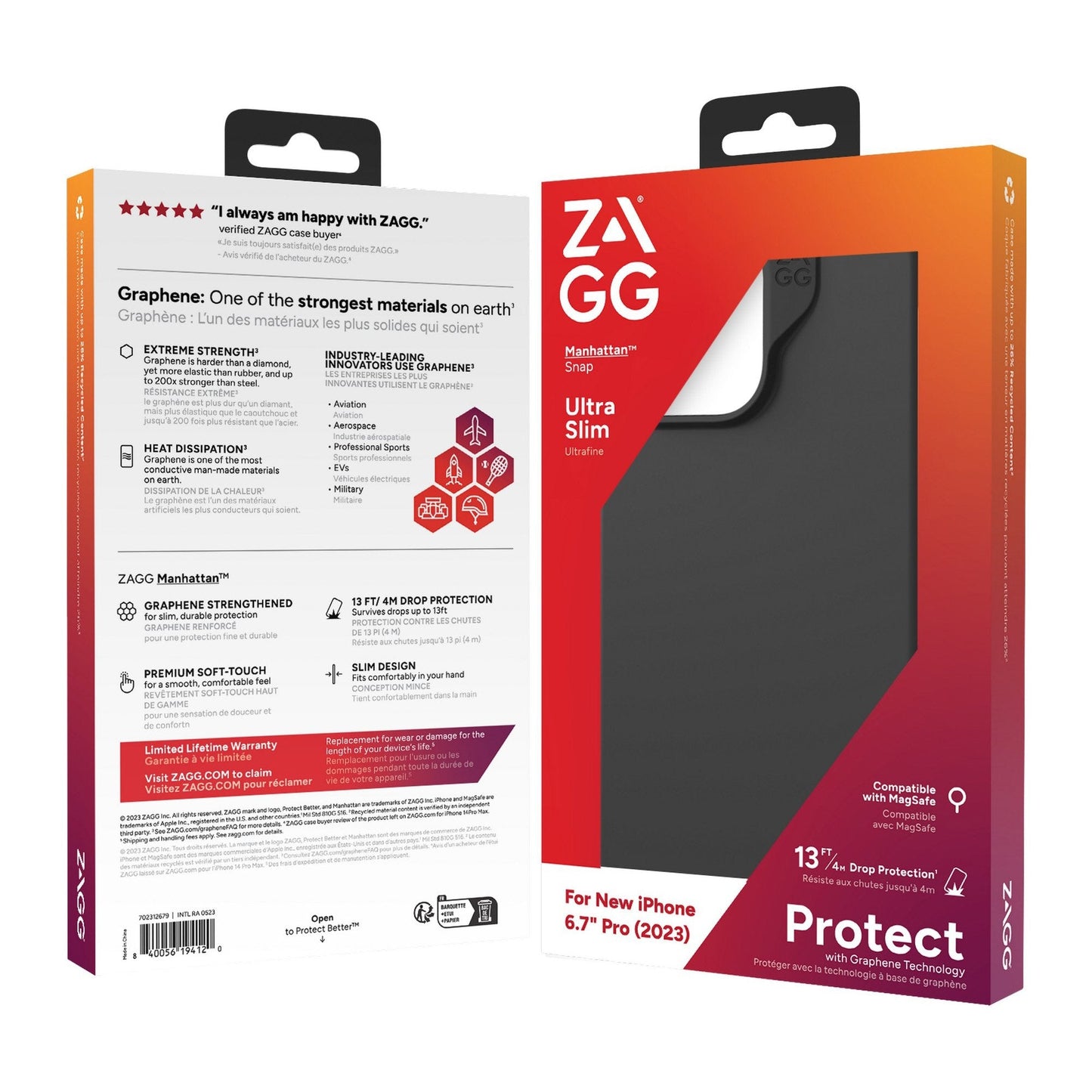 iPhone 15 Pro Max ZAGG/GEAR4 Graphene Manhattan Snap Case - Black
