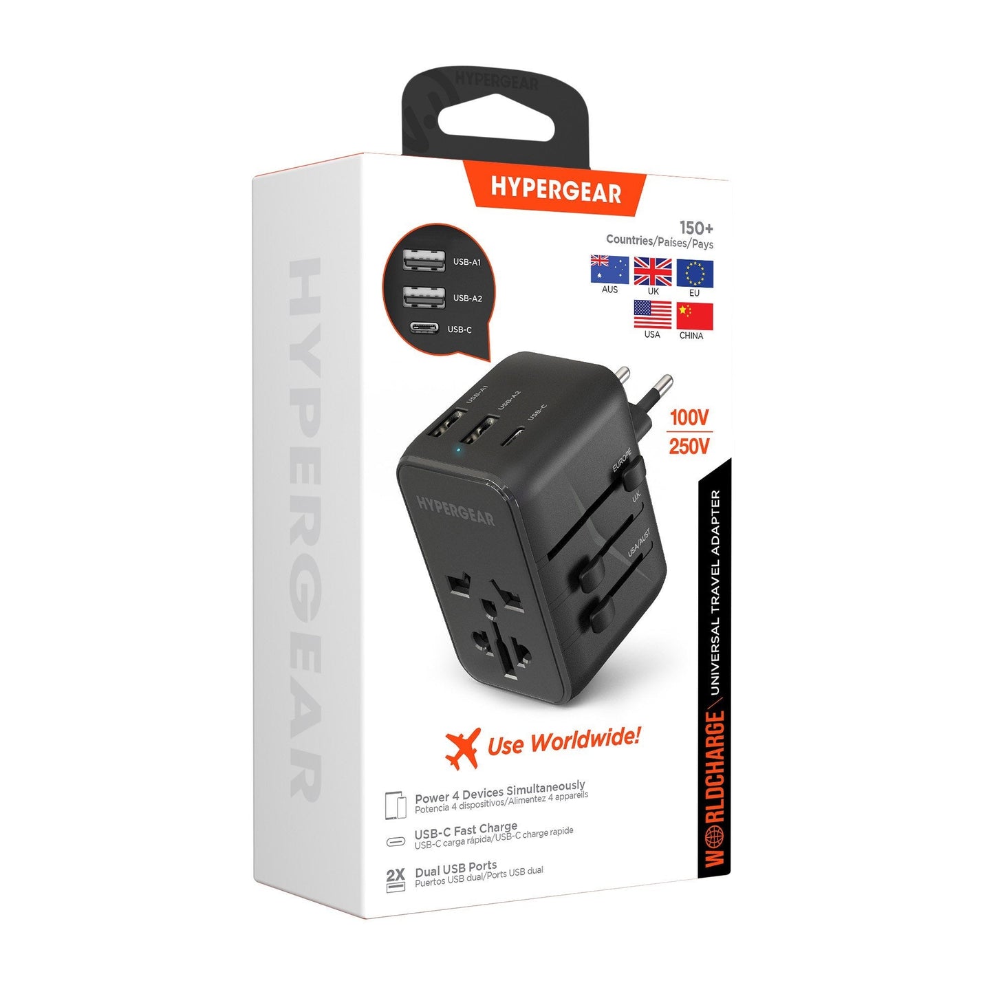 HyperGear 15W WorldCharge Universal Travel Adapter with USB-C