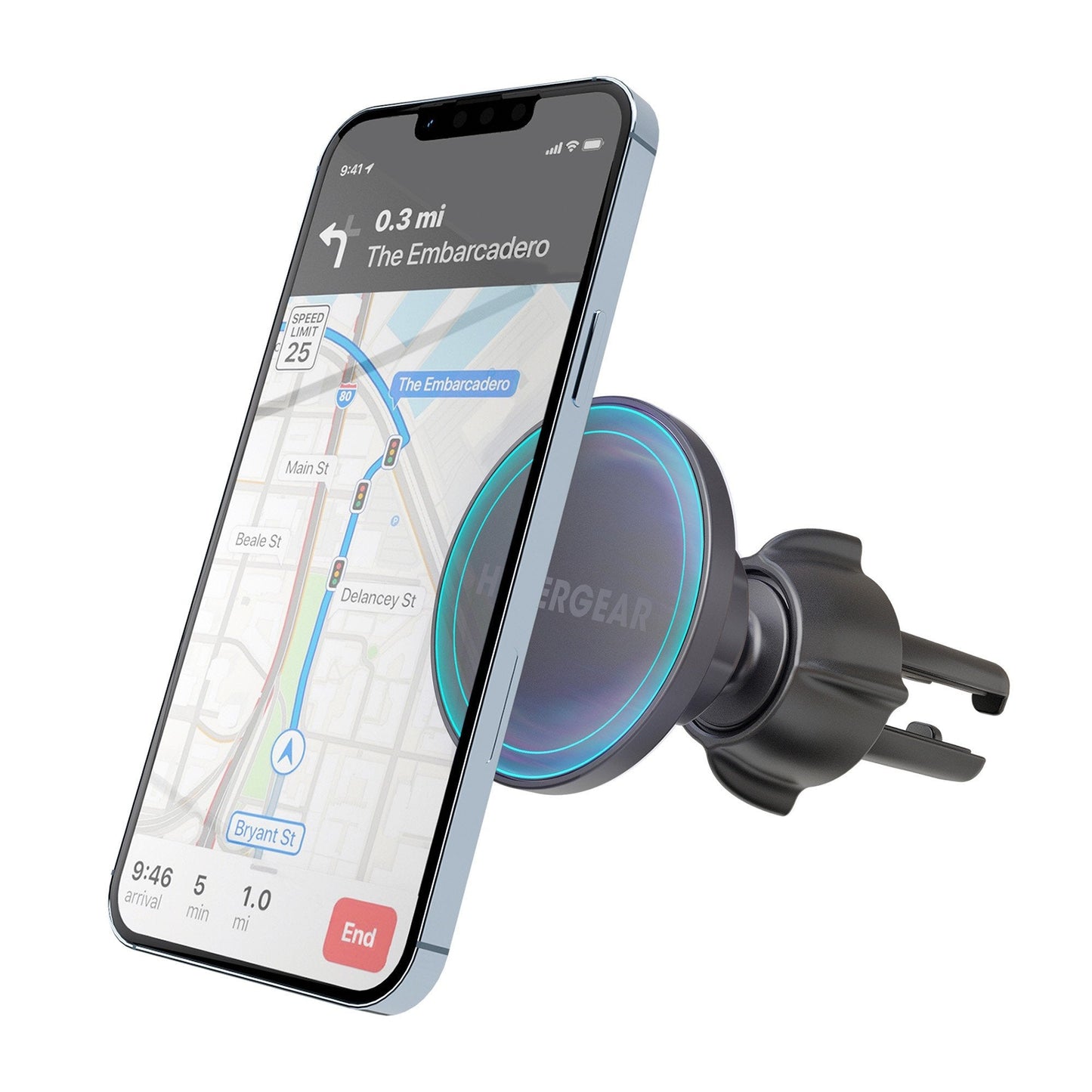 HyperGear MagGrip Vehicle Vent Mount Compatible w/MagSafe - includes ring adapters
