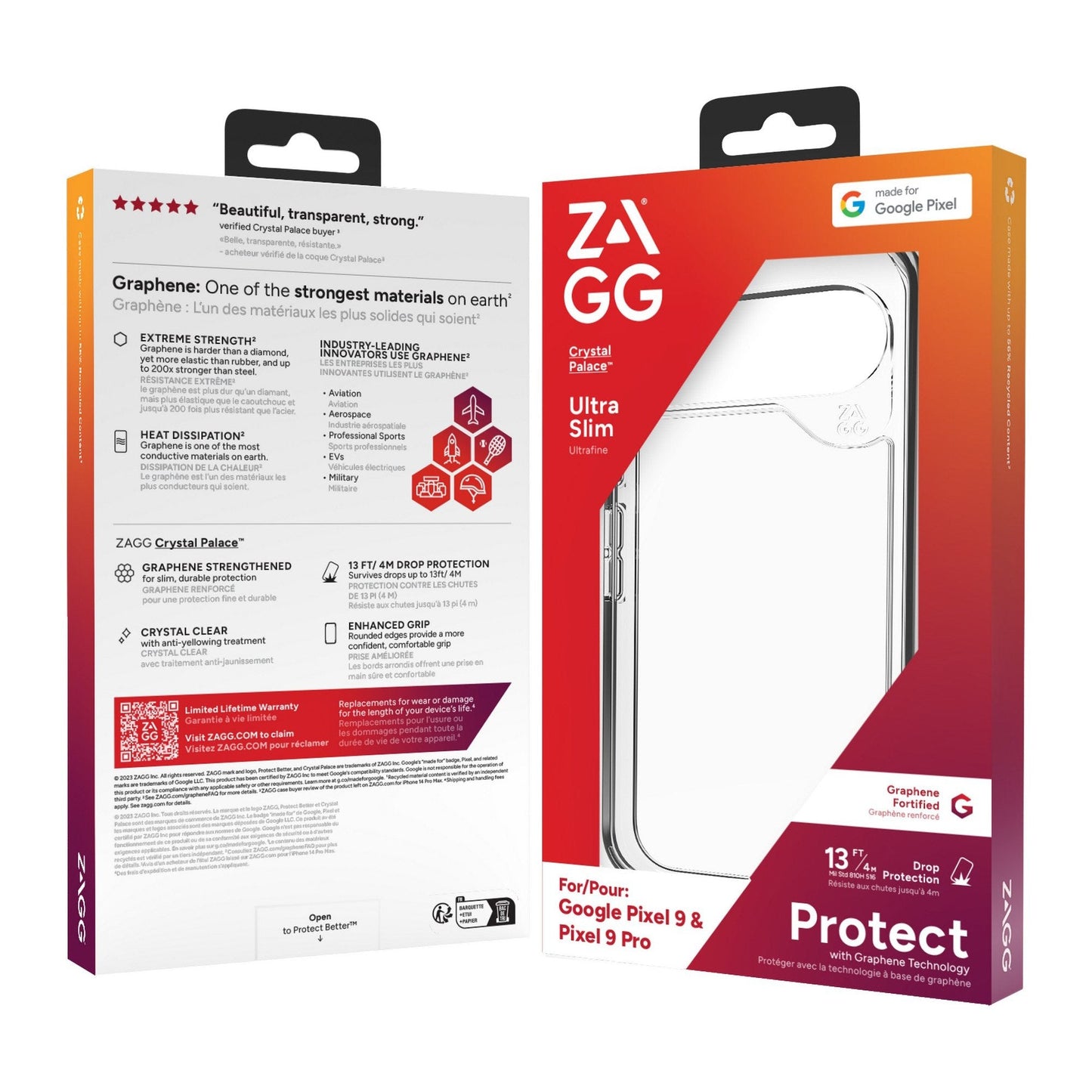 Google Pixel 9/9 Pro ZAGG Graphene Crystal Palace Case - Clear