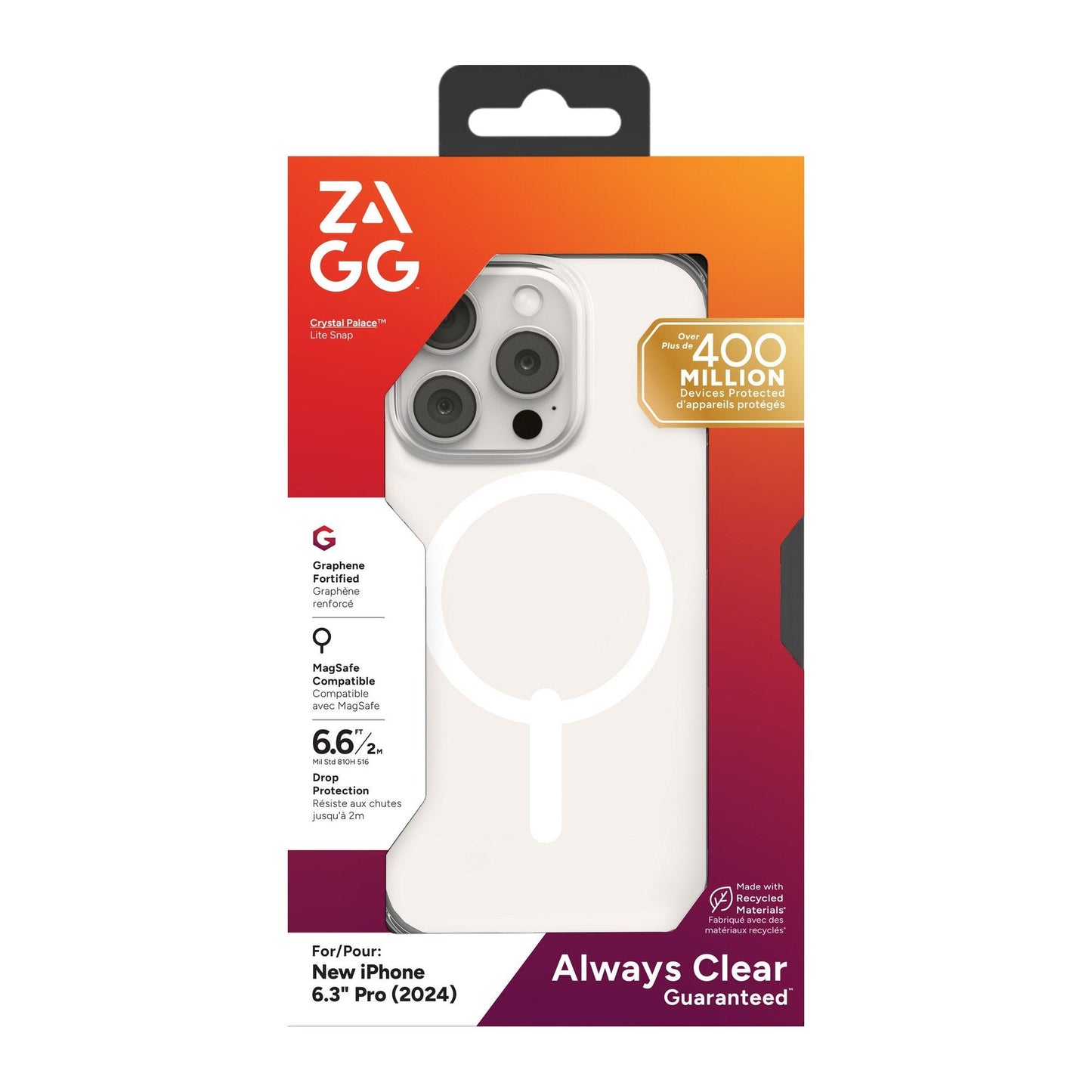 iPhone 16 Pro ZAGG Graphene Crystal Palace Lite Snap Case - Clear