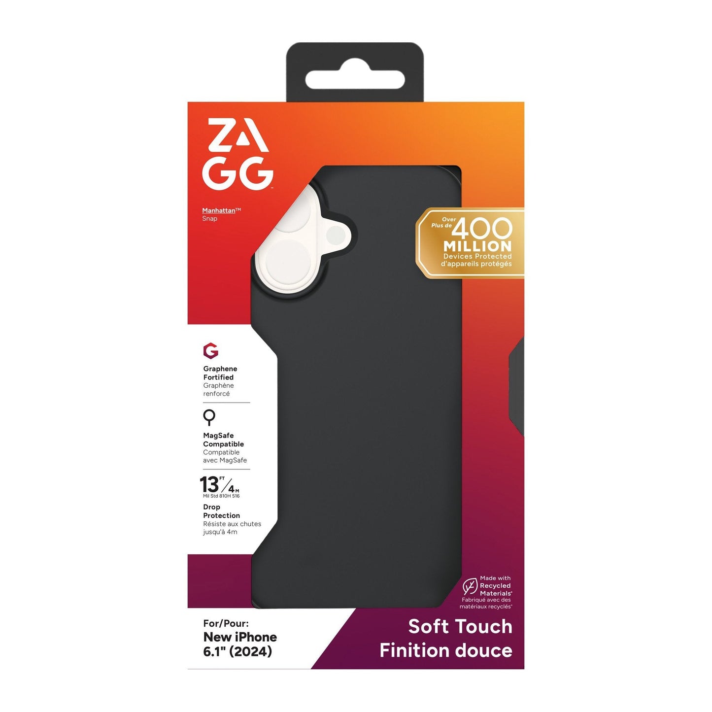 iPhone 16 ZAGG Graphene Manhattan Snap Case - Black