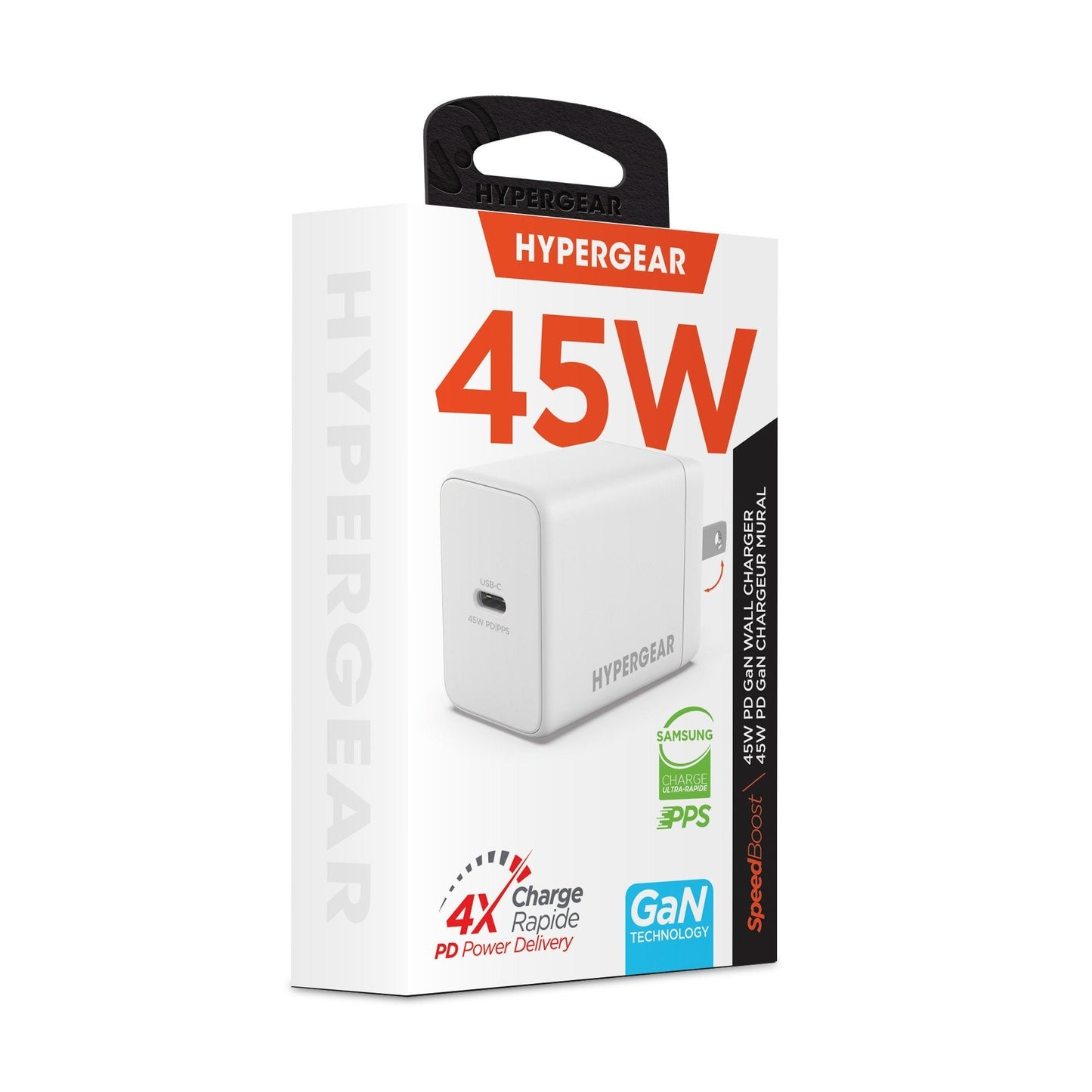 Hypergear 45W PD SpeedBoost Single Port USB-C wall Charger - White