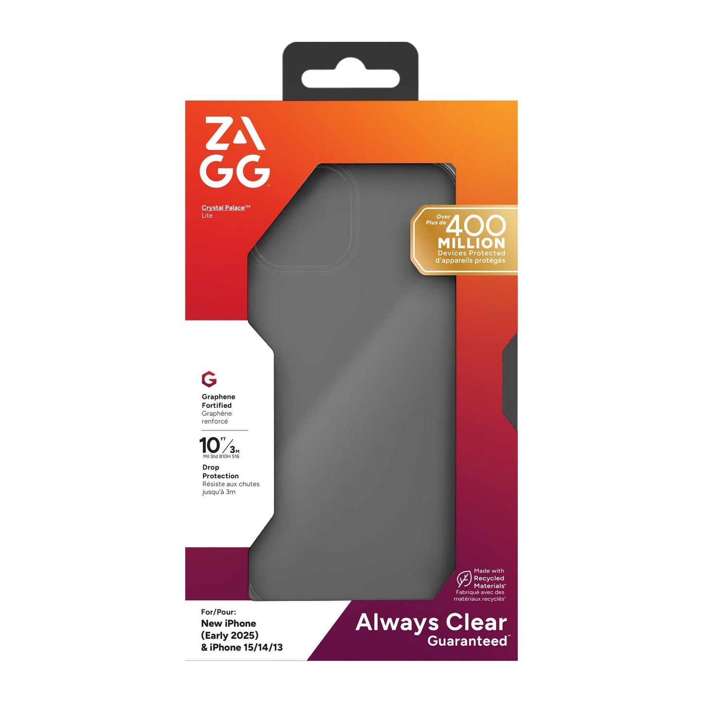 iPhone 16e/15/14/13 ZAGG Graphene Crystal Palace Lite Case - Clear