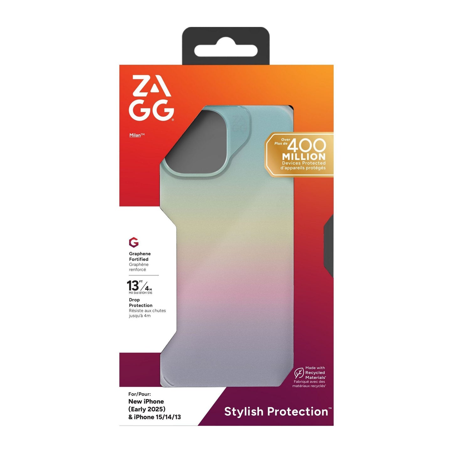 iPhone 16e/15/14/13 ZAGG Graphene Milan Case - Iridescent