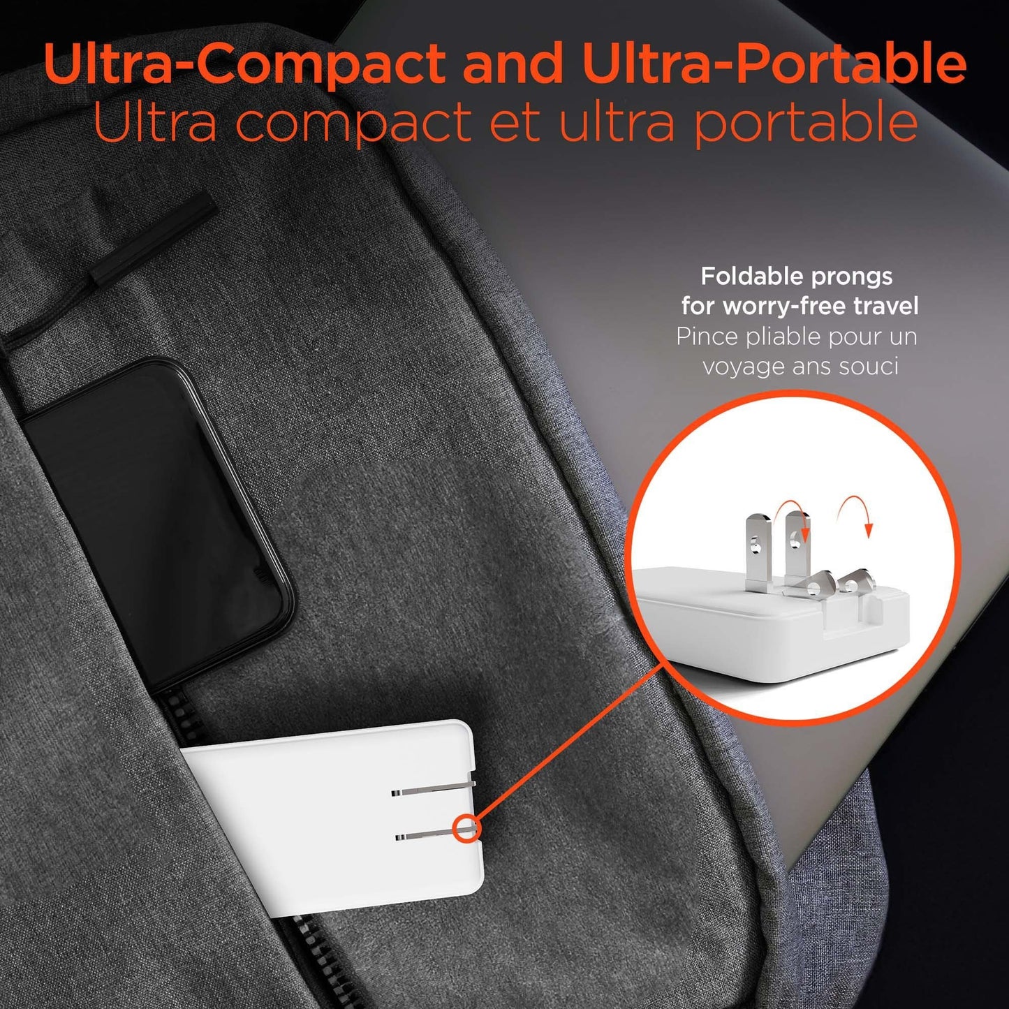 HyperGear 25W Ultra-Slim Dual Port A + C Wall Travel Charger w/ Folding Prongs