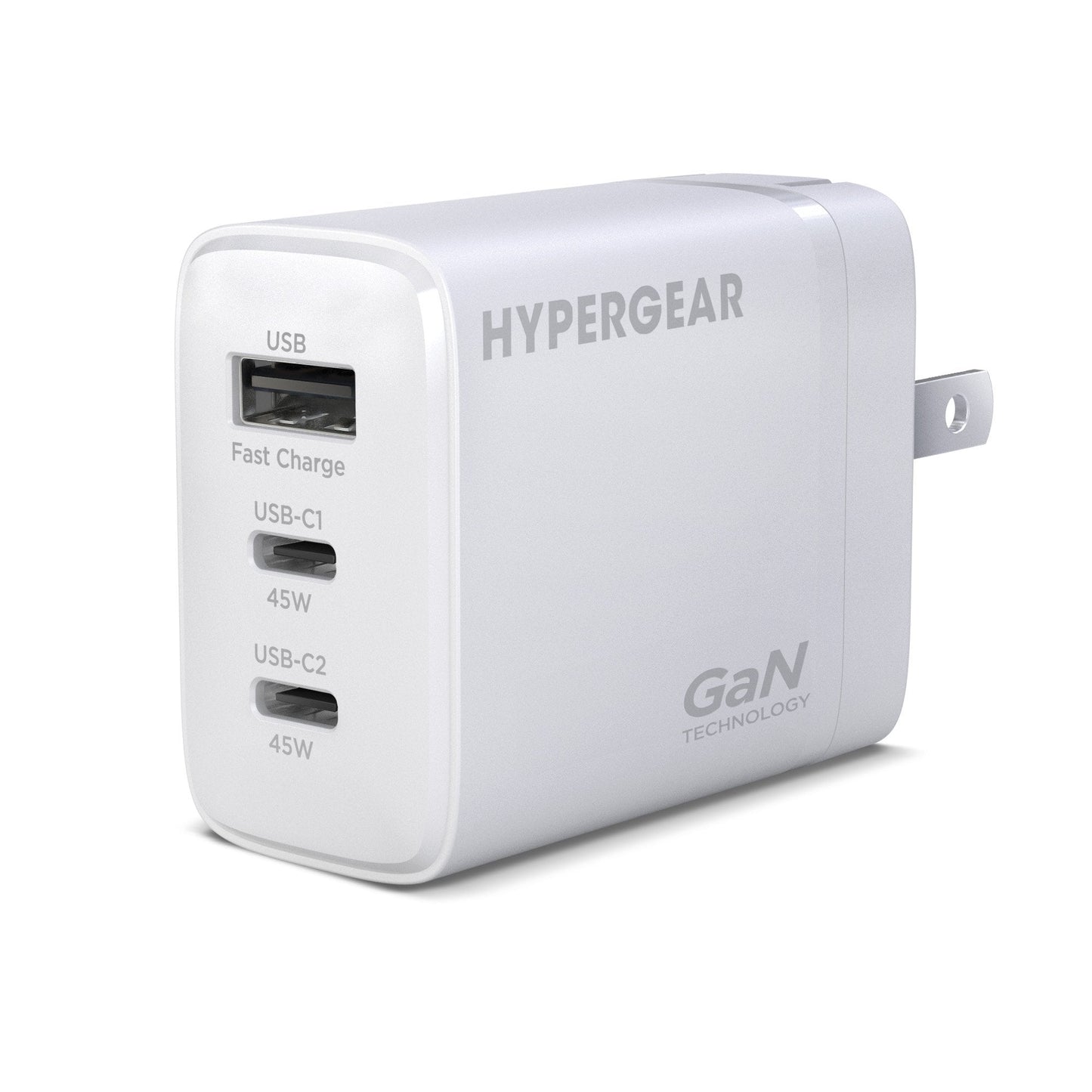 HyperGear 45W Multi Port Dual USB-C + Single USB-A Wall Charger Travel Hub - White