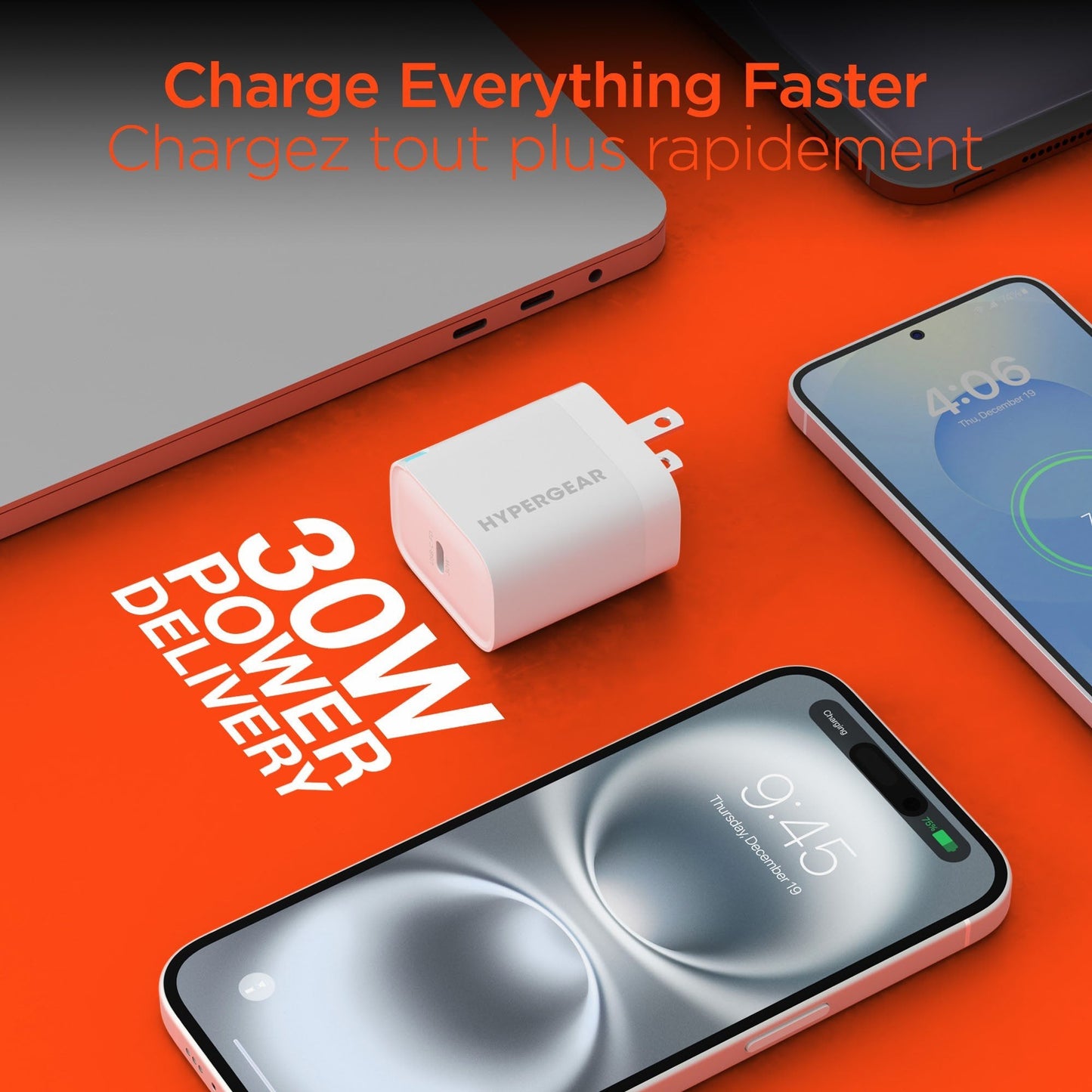 Hypergear 30W USB-C PD Wall Charger Hub w/LED - White