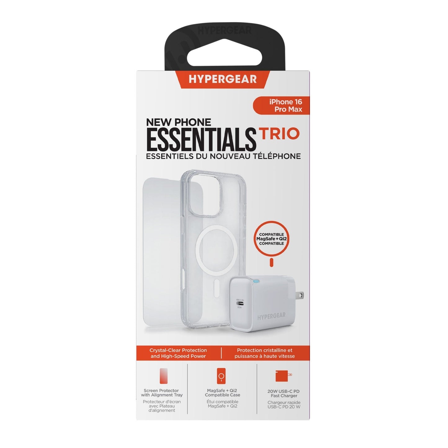 iPhone 16 Pro Max HyperGear Accessory Bundle - 20W Hub, Glass, Case w/ Magsafe