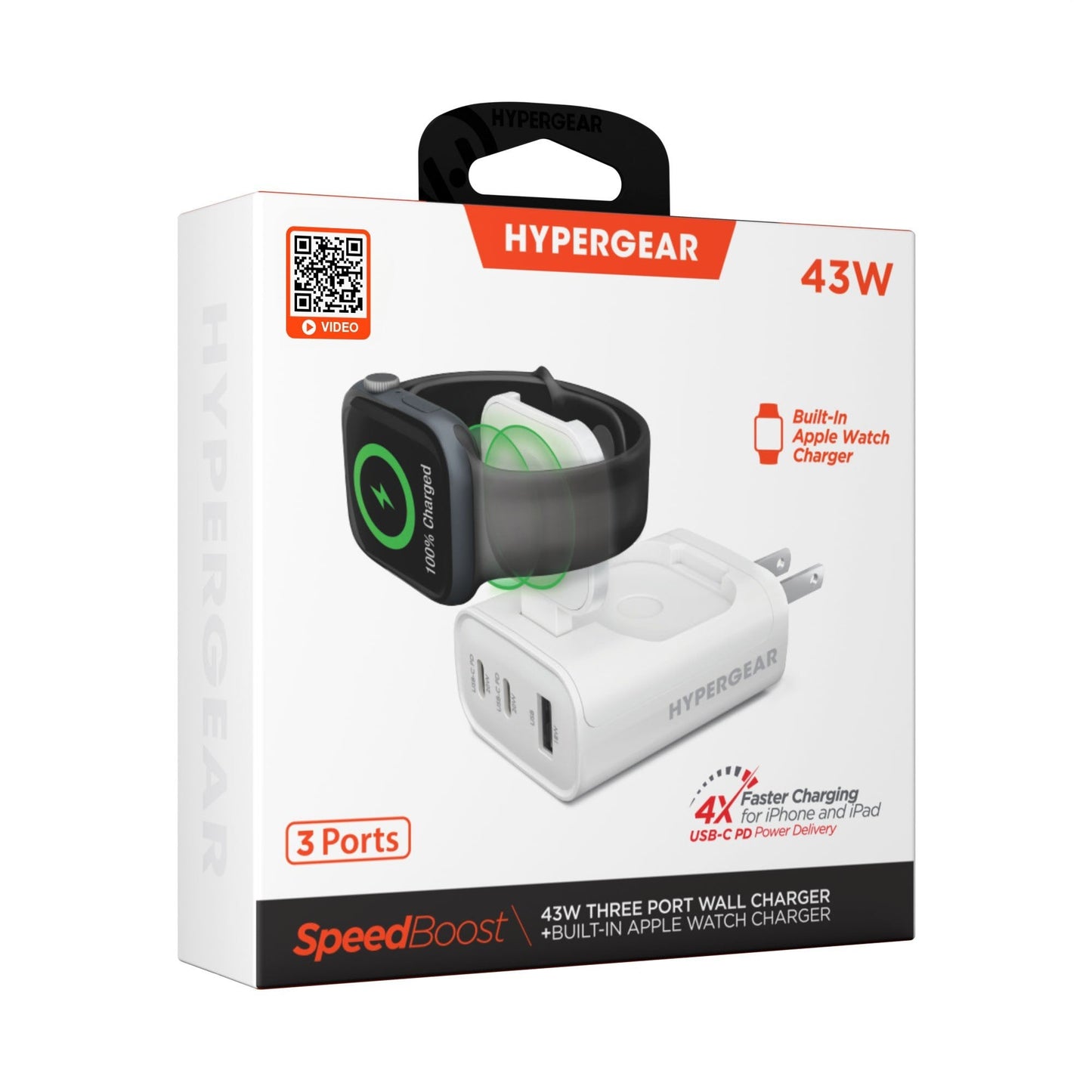 HyperGear 43W Multi-Port Hub w/Apple Watch Charger - White