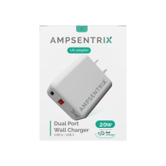 2 Plug - 20W USB Type C And USB Type A Wall Power Adapter (AmpSentrix)