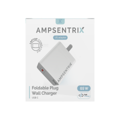 65W USB Type C GaN Wall Power Adapter (AmpSentrix) (110v USA)