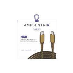 3 ft USB Type C To USB Type C Cable (AmpSentrix) (Infinity) (Gold)
