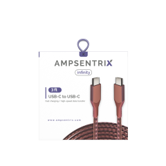 3 ft USB Type C To USB Type C Cable (AmpSentrix) (Infinity) (Pink)
