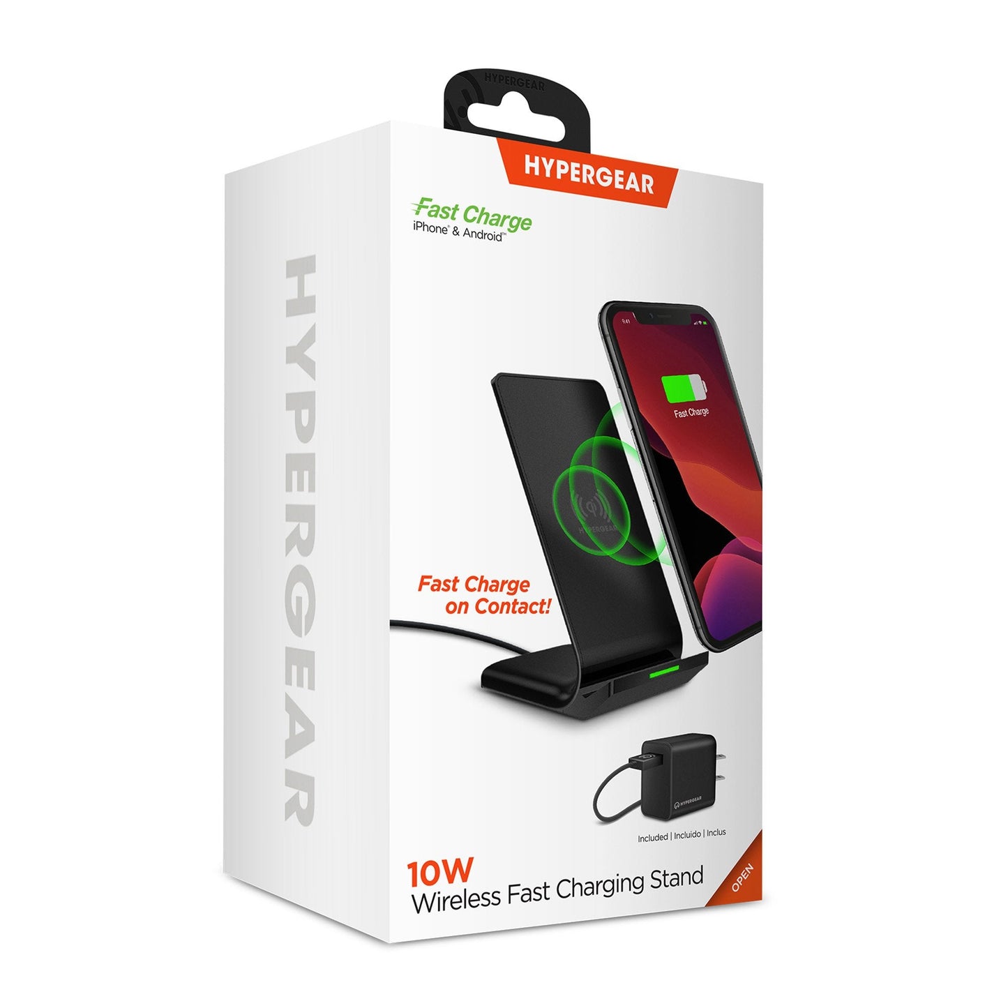HyperGear 10W Black Dual Coil Wireless Fast Charging Stand w/ Fast Charge Wall Charger