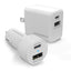 HyperGear 20W White Dual Port USB-A + USB-C CLA + Wall Charger Bundle Pack