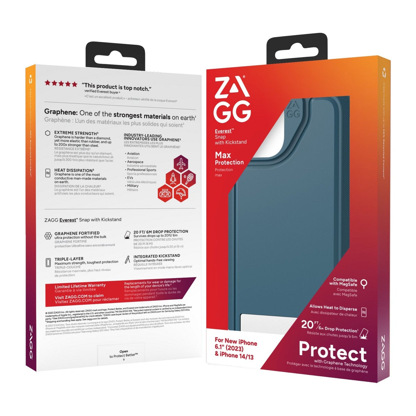 iPhone 15/14/13 ZAGG/GEAR4 Graphene Everest Snap Kickstand Case - Marine