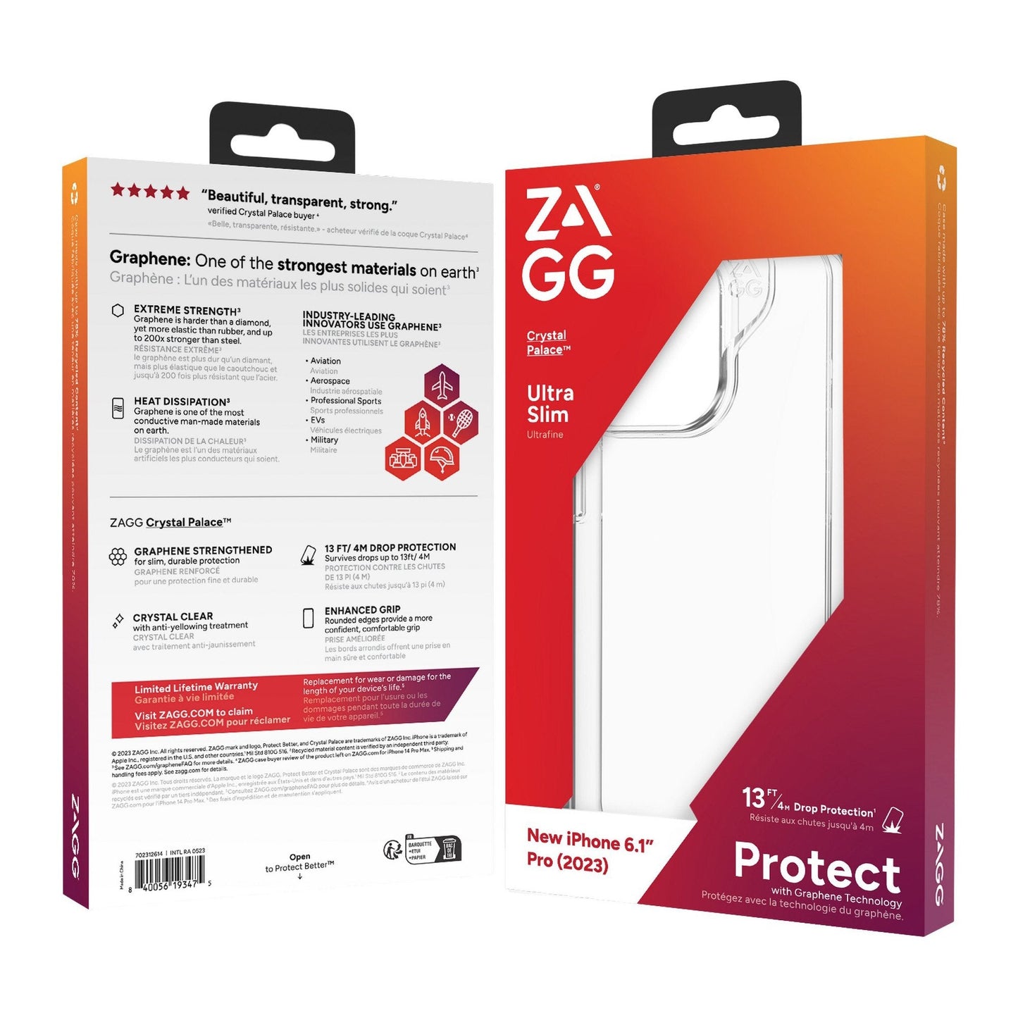 iPhone 15 Pro ZAGG/GEAR4 Graphene Crystal Palace Case - Clear