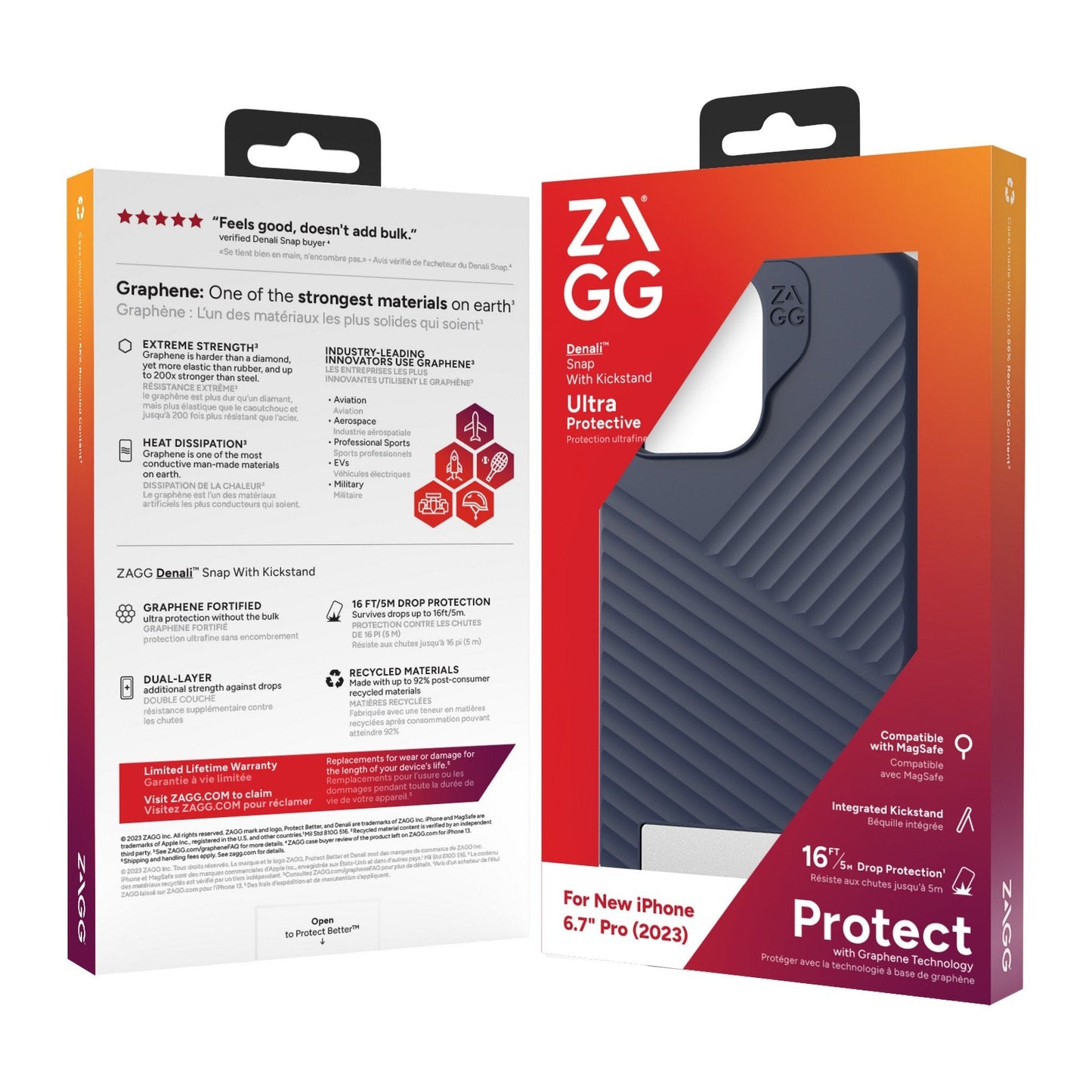 iPhone 15 Pro Max ZAGG/GEAR4 Graphene Denali Snap Kickstand Case - Navy