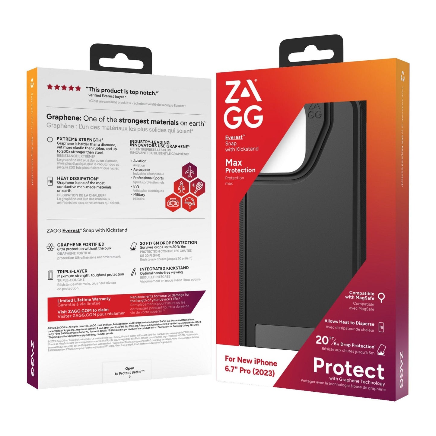 iPhone 15 Pro Max ZAGG/GEAR4 Graphene Everest Snap Kickstand Case - Black