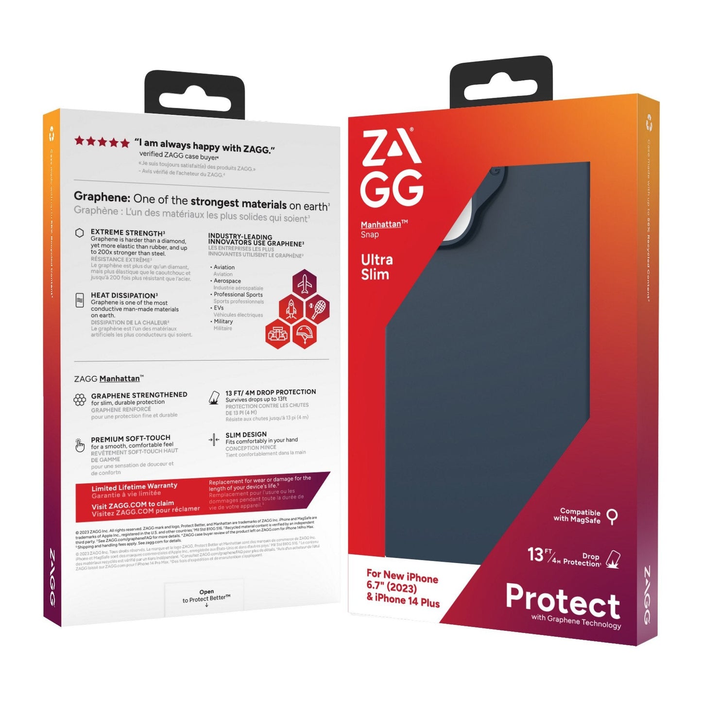 iPhone 15 Plus/14 Plus ZAGG/GEAR4 Graphene Manhattan Snap Case - Navy
