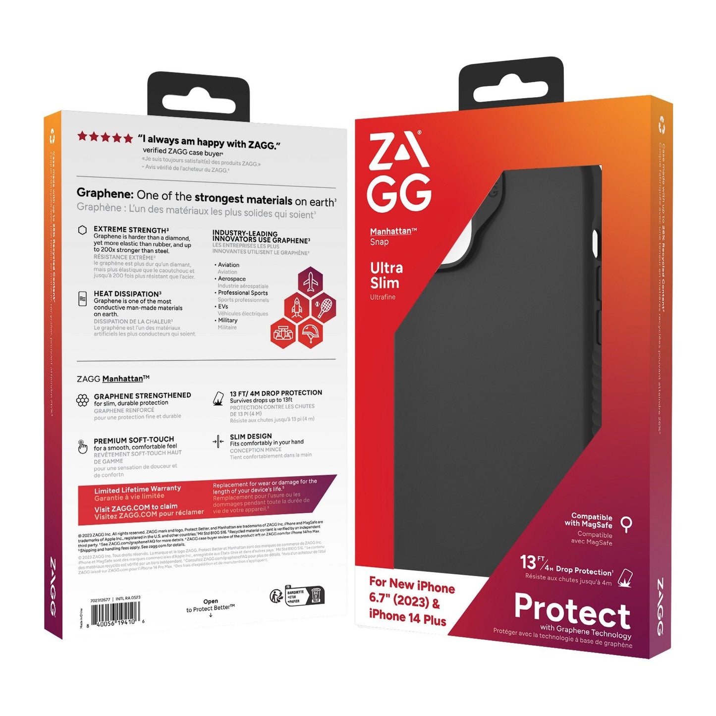 iPhone 15 Plus/14 Plus ZAGG/GEAR4 Graphene Manhattan Snap Case - Black