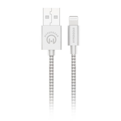 HyperGear 10 ft. 300cm USB-A to Lightning Braided Charge and Sync Cable - White