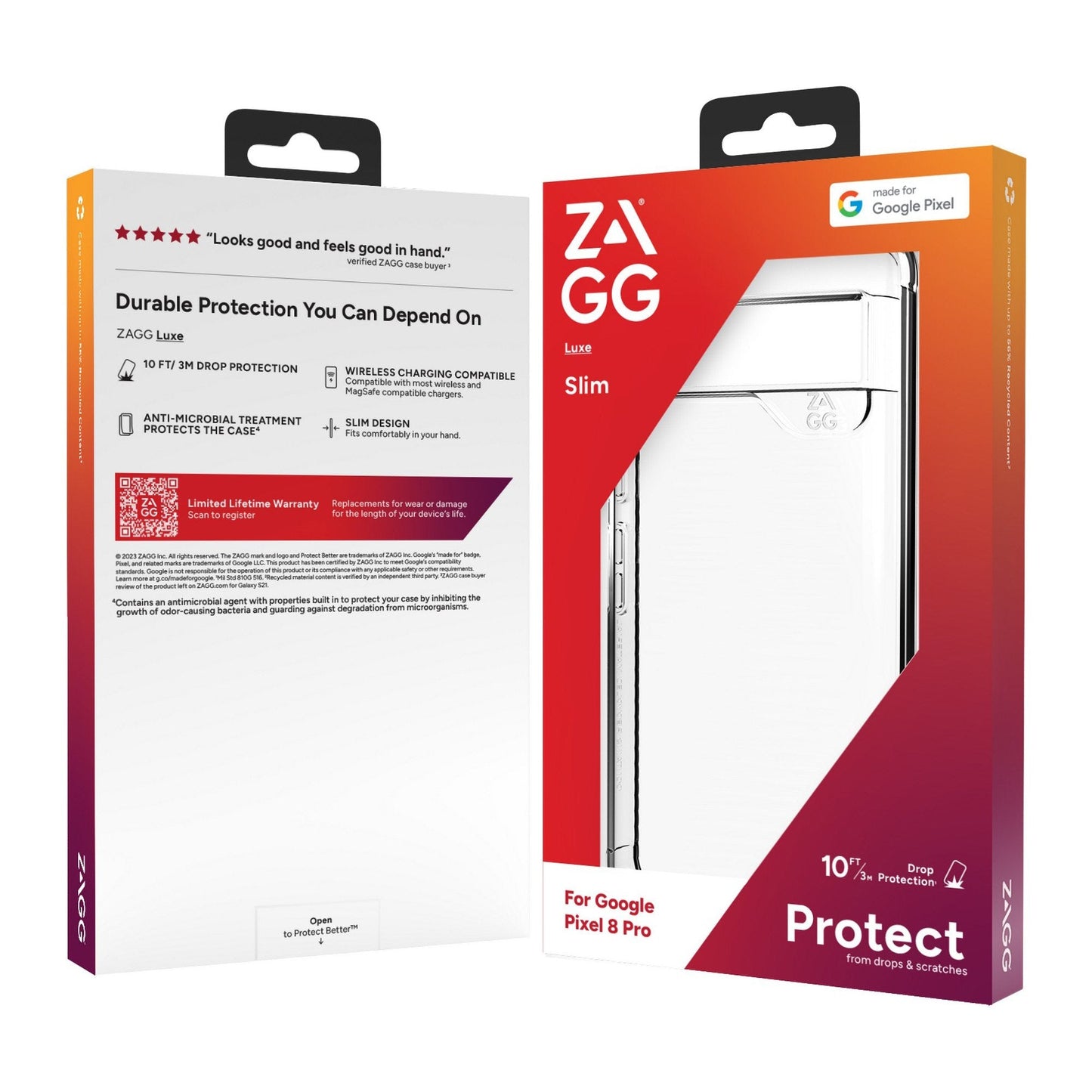 Google Pixel 8 Pro ZAGG/GEAR4 Graphene Luxe Case - Clear English Only PKG