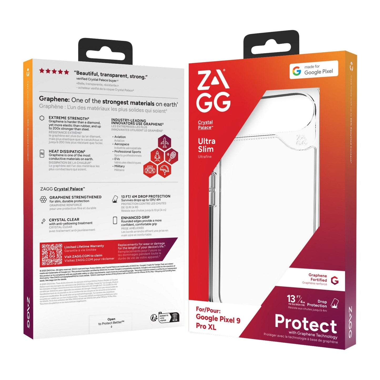 Google Pixel 9 Pro XL ZAGG Graphene Crystal Palace Case - Clear