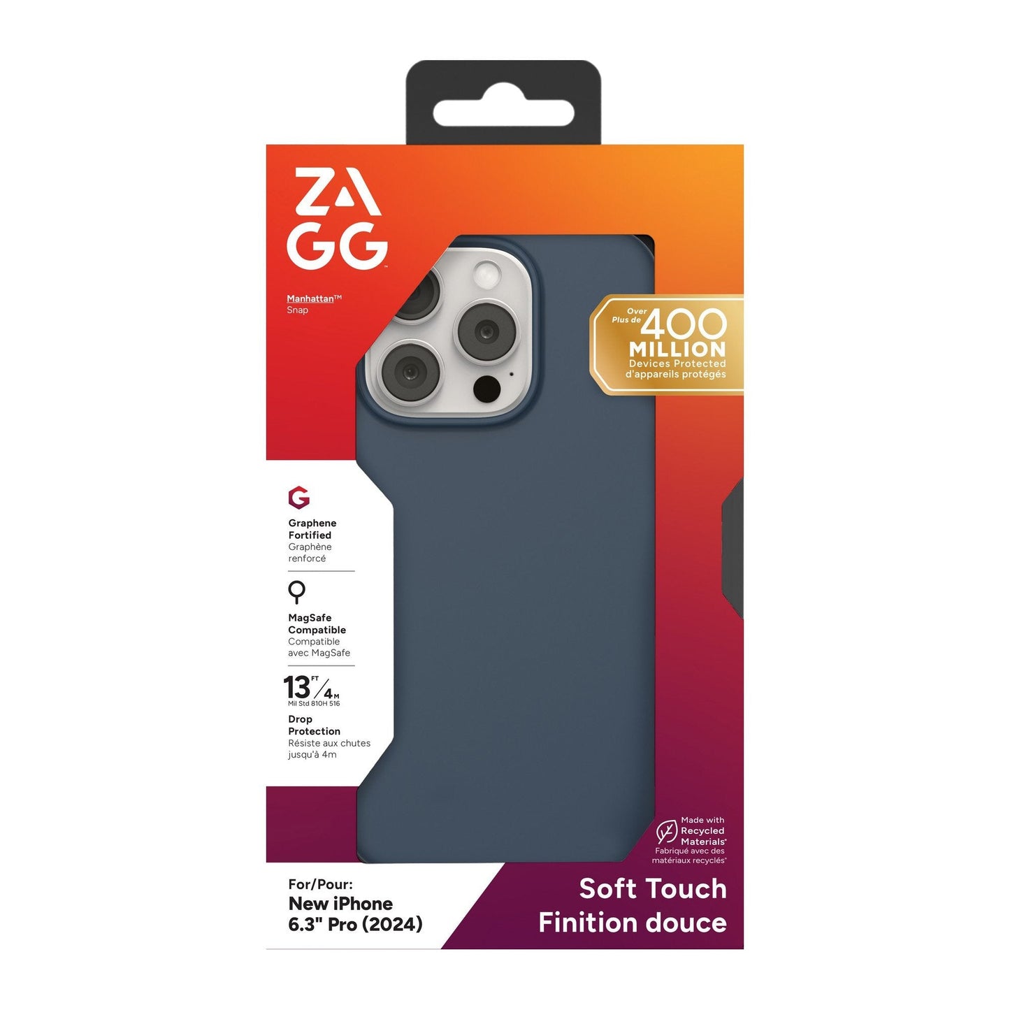 iPhone 16 Pro ZAGG Graphene Manhattan Snap Case - Navy
