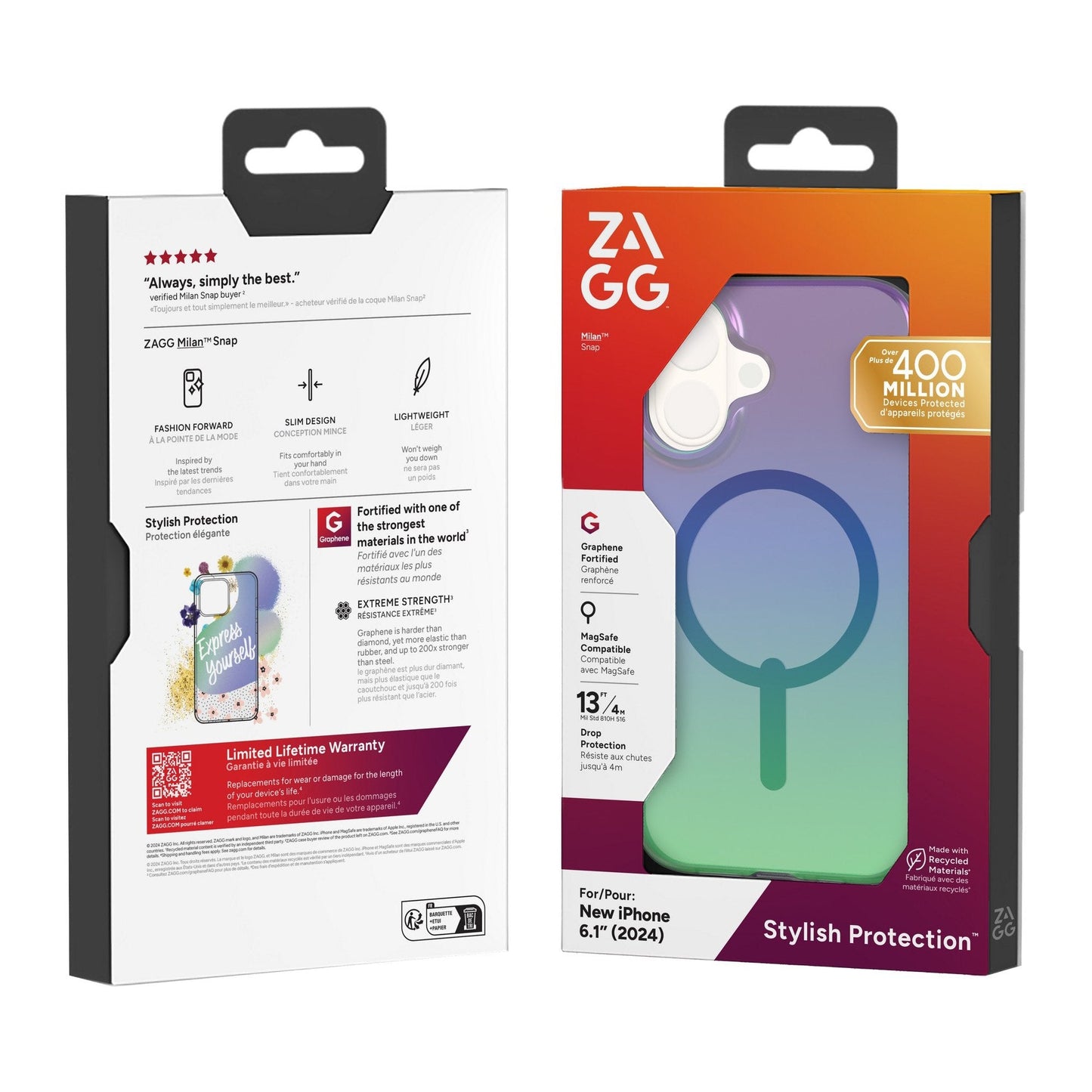 iPhone 16 ZAGG Graphene Milan Snap Case - Raven Feather