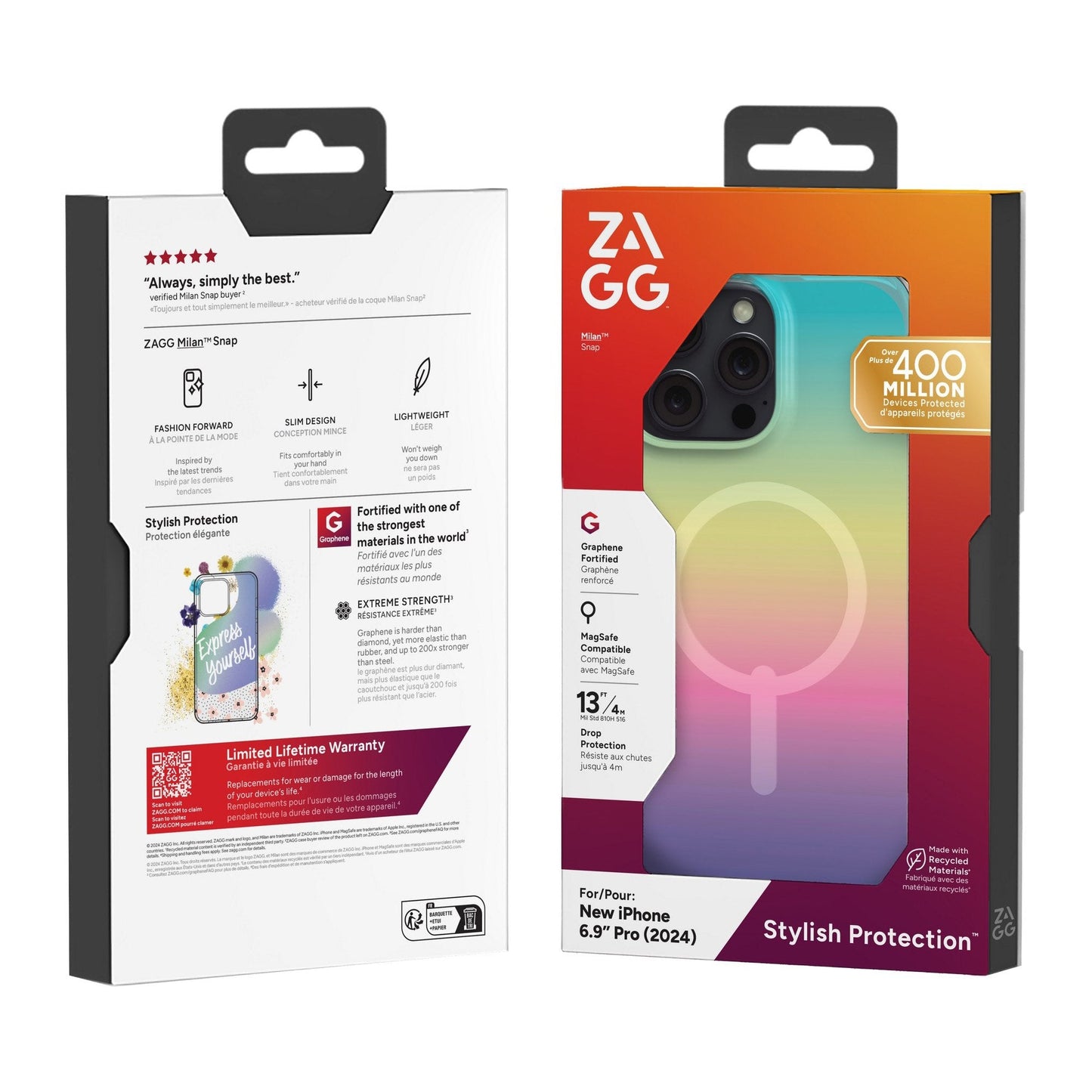 iPhone 16 Pro Max ZAGG Graphene Milan Snap Case - Iridescent