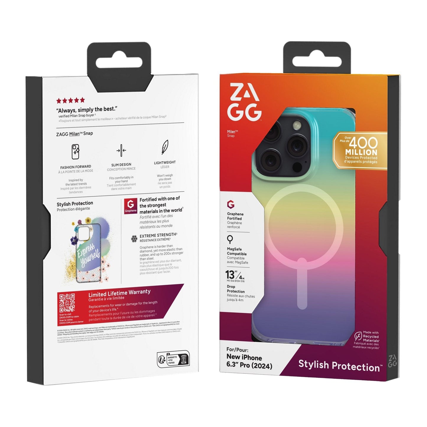 iPhone 16 Pro ZAGG Graphene Milan Snap Case - Iridescent
