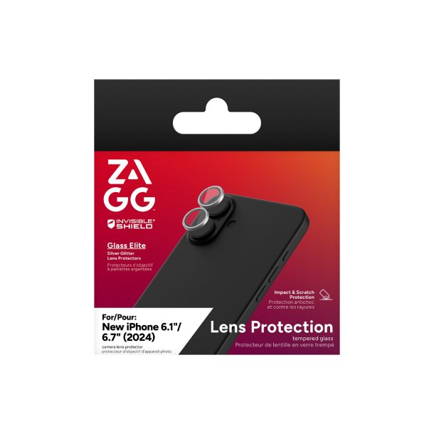 iPhone 16/16 Plus ZAGG InvisibleShield Glass Elite Camera Rings Lens Protector - Glitter